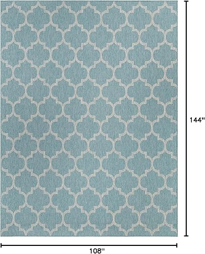 Miniatura 2 de Unique Loom Trellis Collection - Alfombra de uso exterior con diseño marroquí, de transición, para interiores y exteriores, colo aguamarina