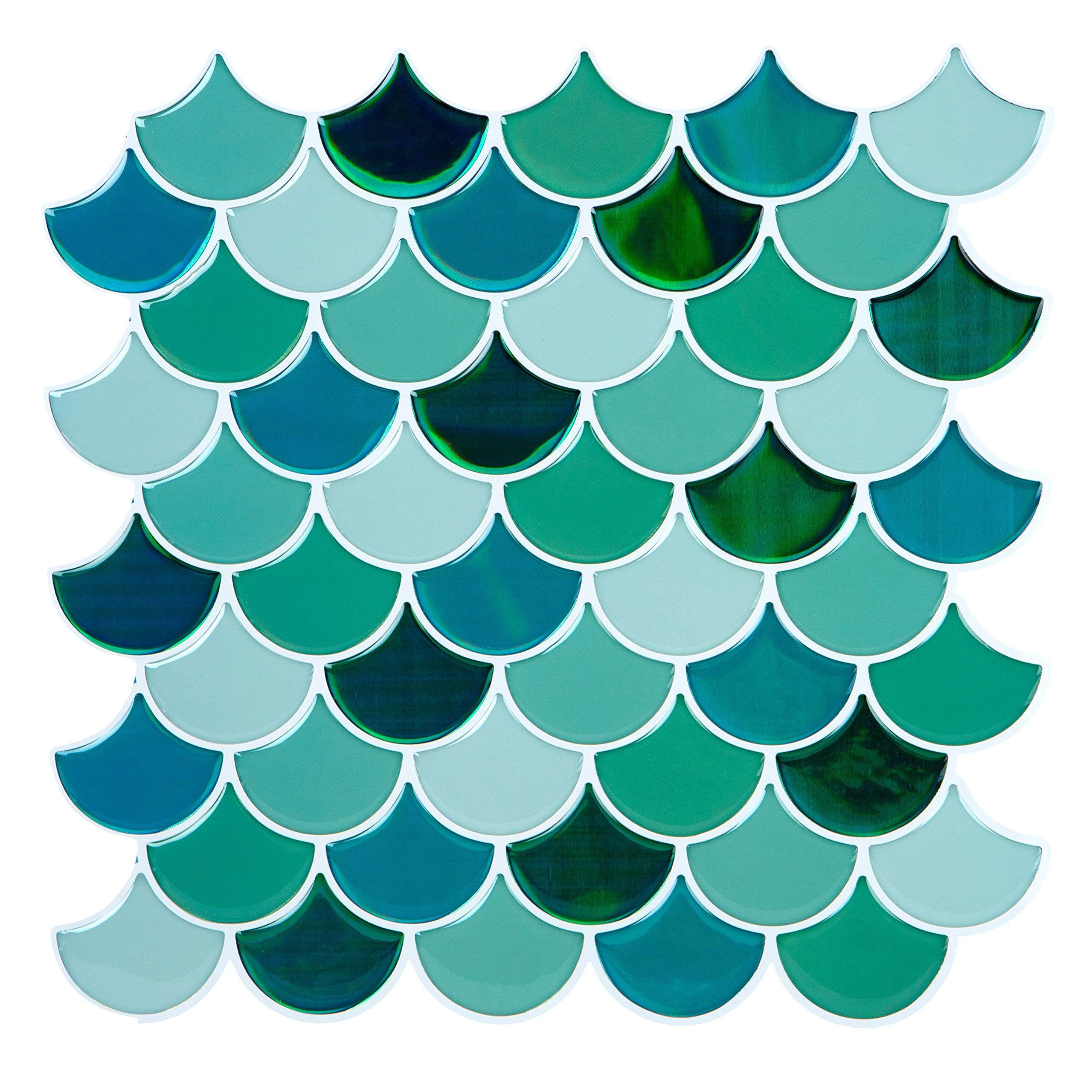 Simplify Scallop Peel and Stick Wall Tile, Backsplash for Kitchen, Bathroom, DIY, Removable, 4 Sheets, in Green