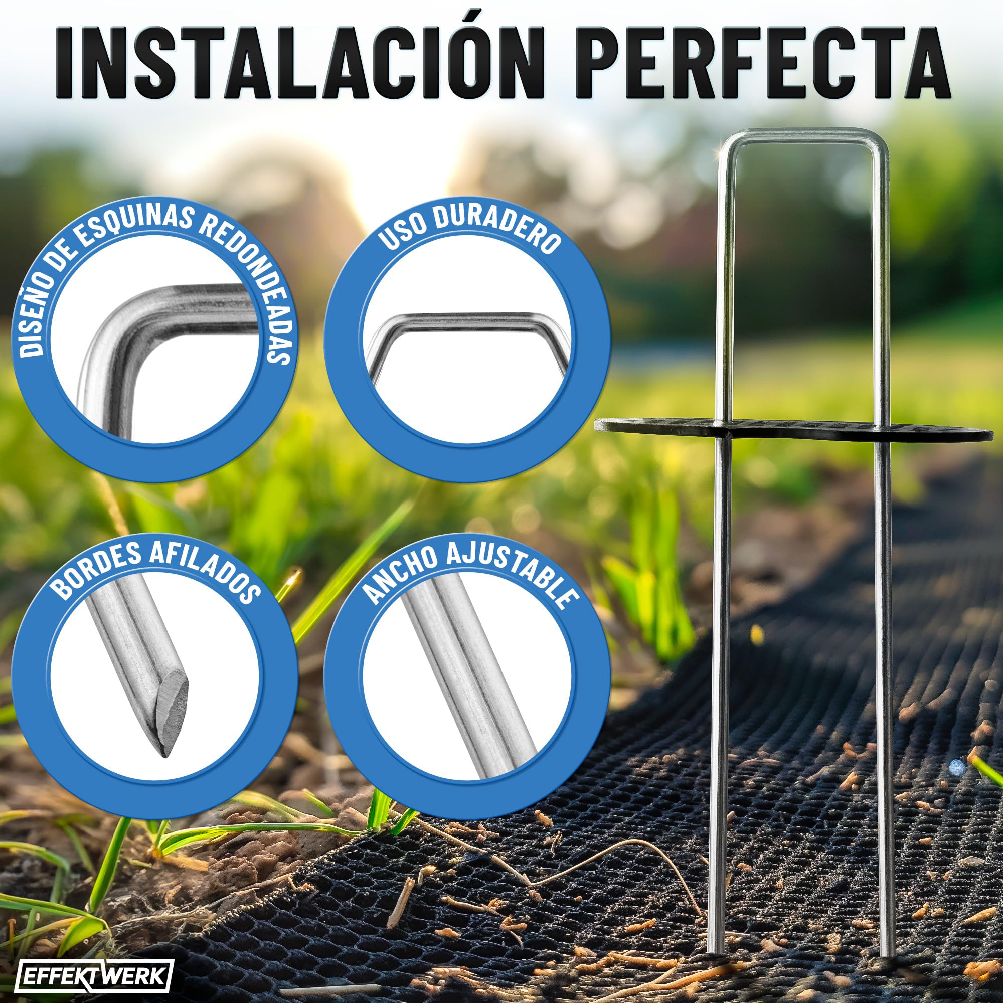 Garden Stakes (6" / 150mm, 1000 PK), Grapas galvanizadas en Forma de U para jardinería, alfileres de Tela para barreras antihierba e instalación de césped