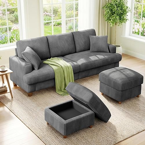 Miniatura 25 de Kidirect Sofá de Pana de 70 Pulgadas, Sofá Montaje Sin Herramientas, Sofás Cómodos para Sala de Estar Asientos Más Profundos de 21 Pulgadas, Sofás