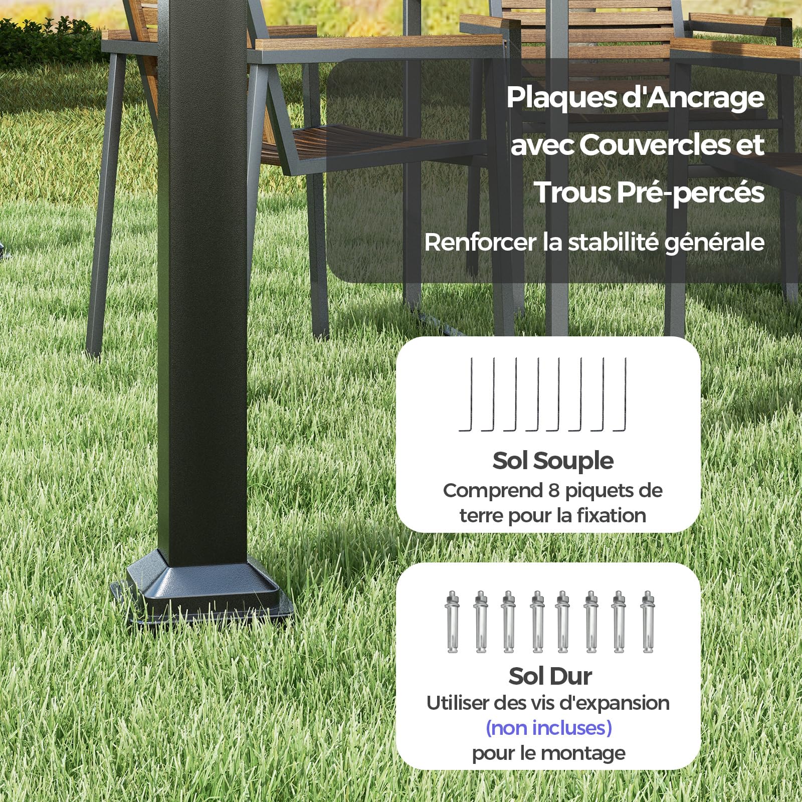COSTWAY Pergola d'Extérieur Rétractable Coulissante 3x3m, Tonnelle de Jardin Abri Structure Métal Robustes Pavillon Moderne Pare-Soleil, pour Jardin, Patio, Cour, Terrasse (Gris)