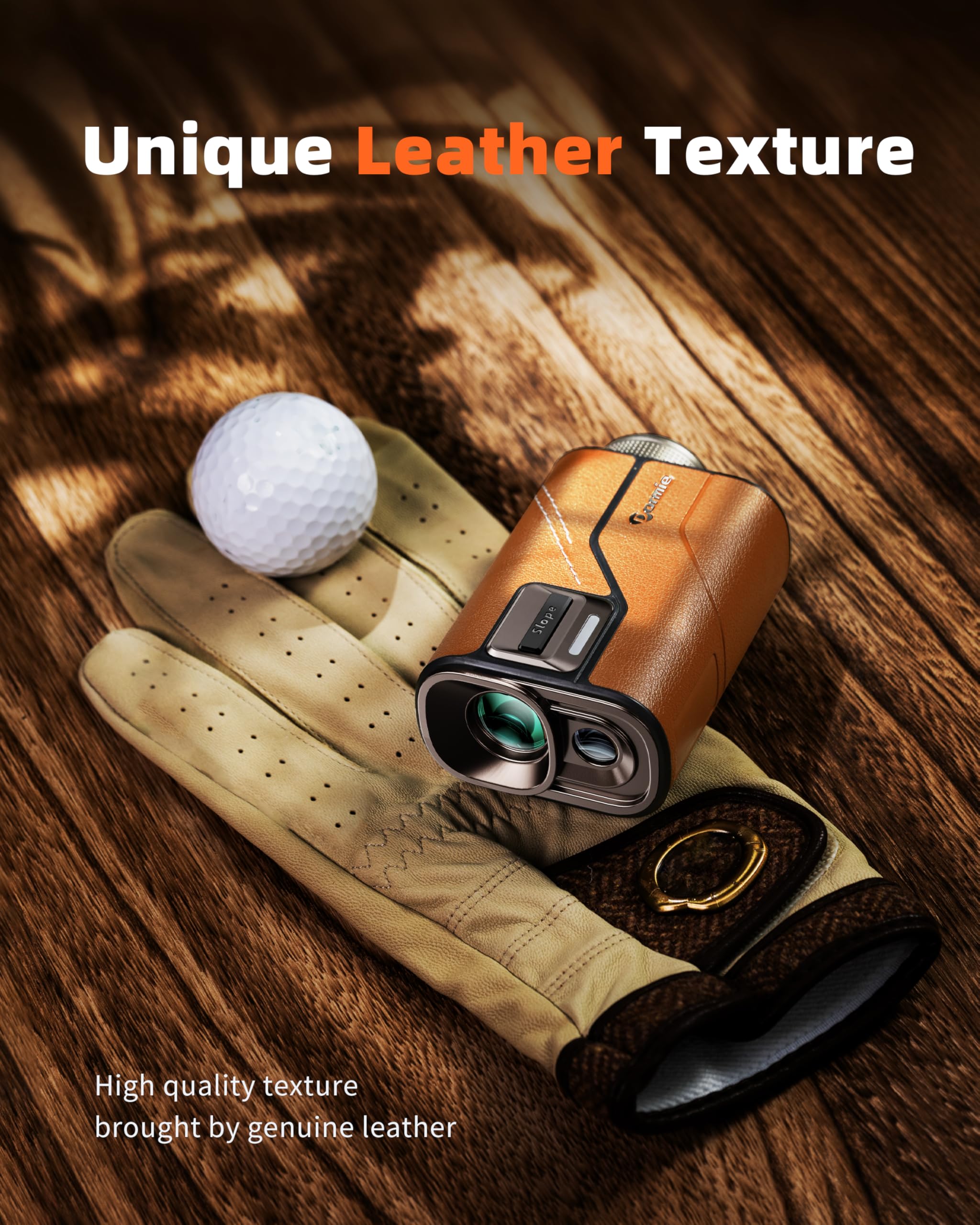 DORMIE T80 Golf-Laser-Entfernungsmesser mit 1000-Yard-Reichweite, Neigungsfunktion mit Schalter, Fahnenmast-Sperre, lederartiger Oberfläche, Type-C-Aufladung und wettkampftauglich.
