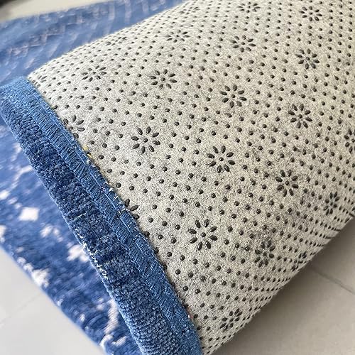 Miniatura 5 de Alfombra vintage lavable de 3 x 5 pies, lavable, bohemio, medallón floral, bohemio, tapete antideslizante para mesita de noche, de lana sintética