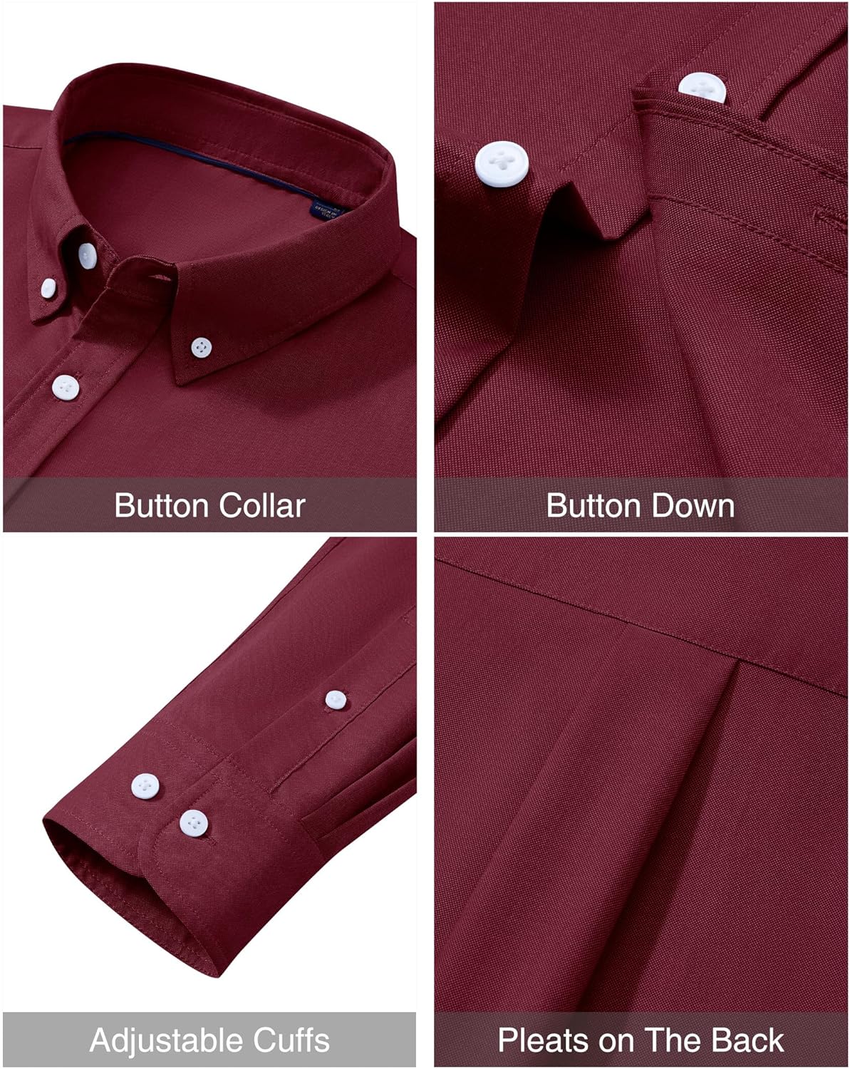 Alimens & Gentle Mens Oxford Shirts Stretch Long Sleeve Dress Shirt for Men Casual Business Work Solid Button Down Shirts - Image 4