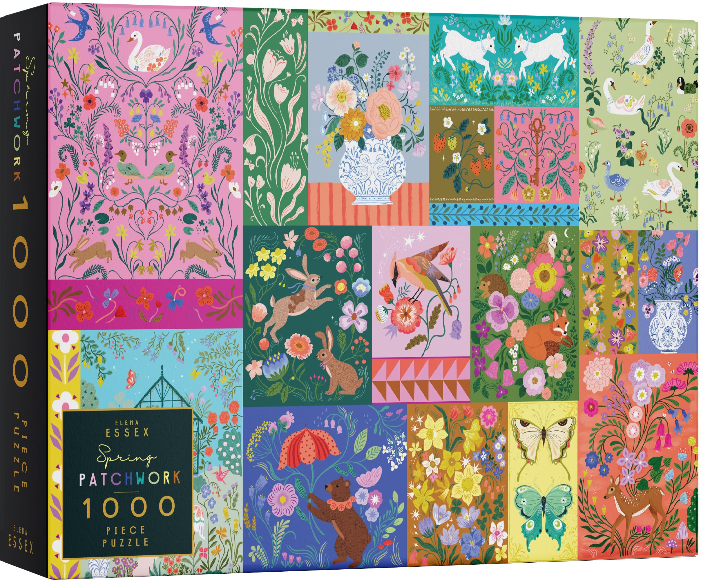 Elena Essex Jigsaws 1000 Pieces for Adults - Spring Patchwork, Puzzles for Adults, Adult Puzzles, Colourful Springtime Nature Wildlife Jigsaw Puzzle, Size 50x70cm โ image 1