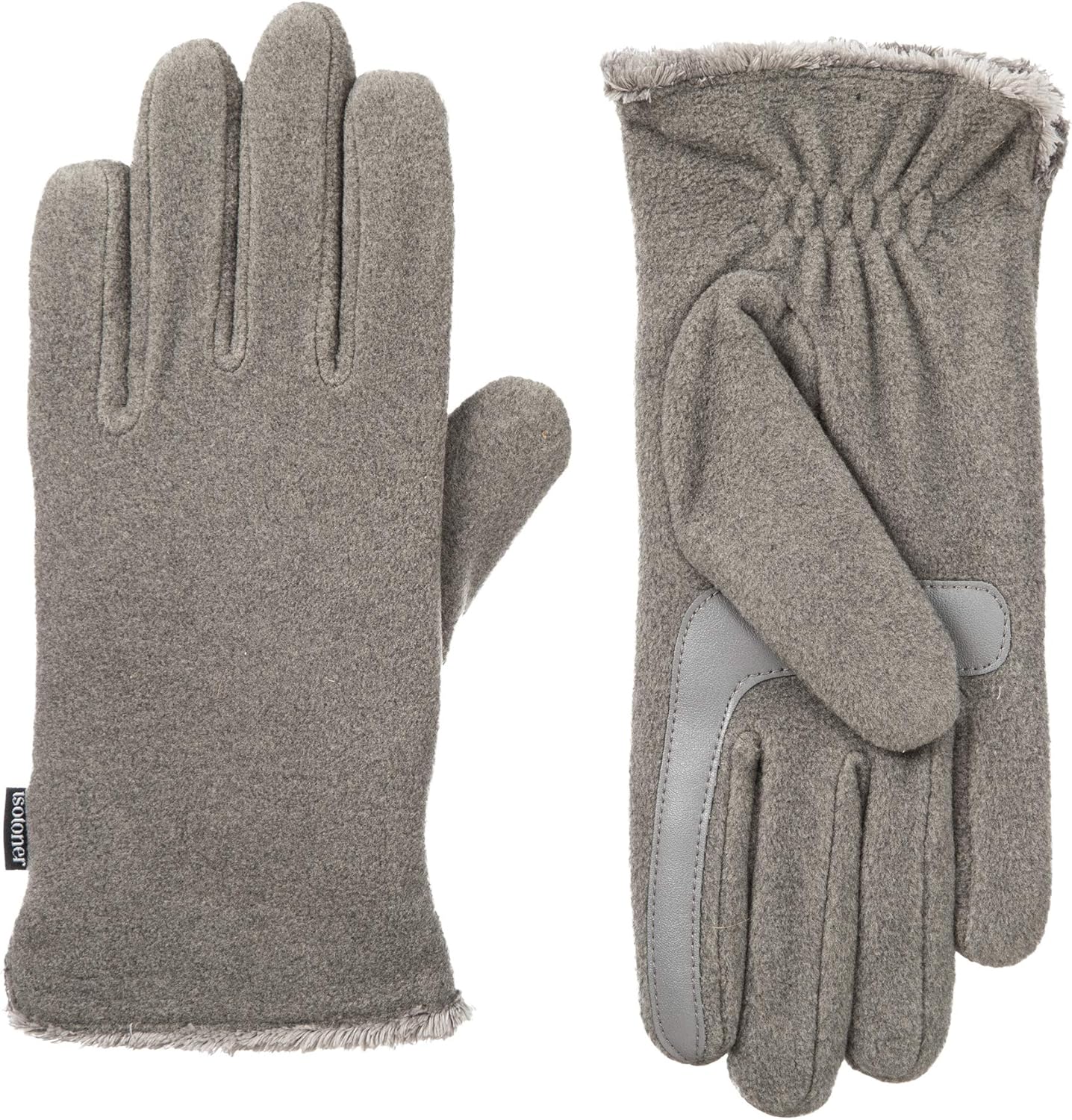 isotoner Womens Stretch Fleece Touchscreen Texting Cold Weather Gloves with Warm, Soft Lining, Smartdri Heather Grey, One Size at  Women’s Clothing store