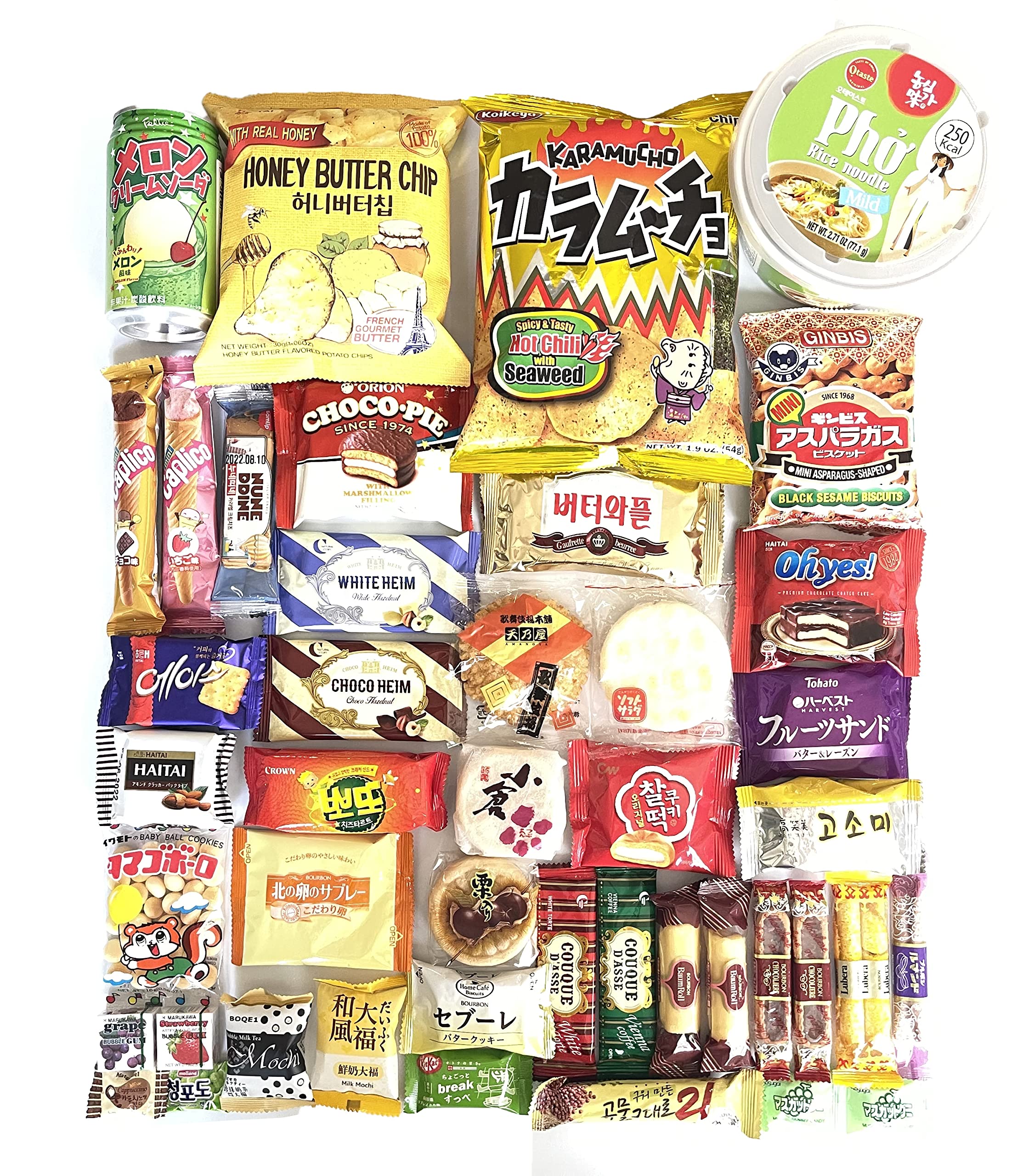 Korean and Japanese Snack Box ( 45 Count) Variety Assortment of