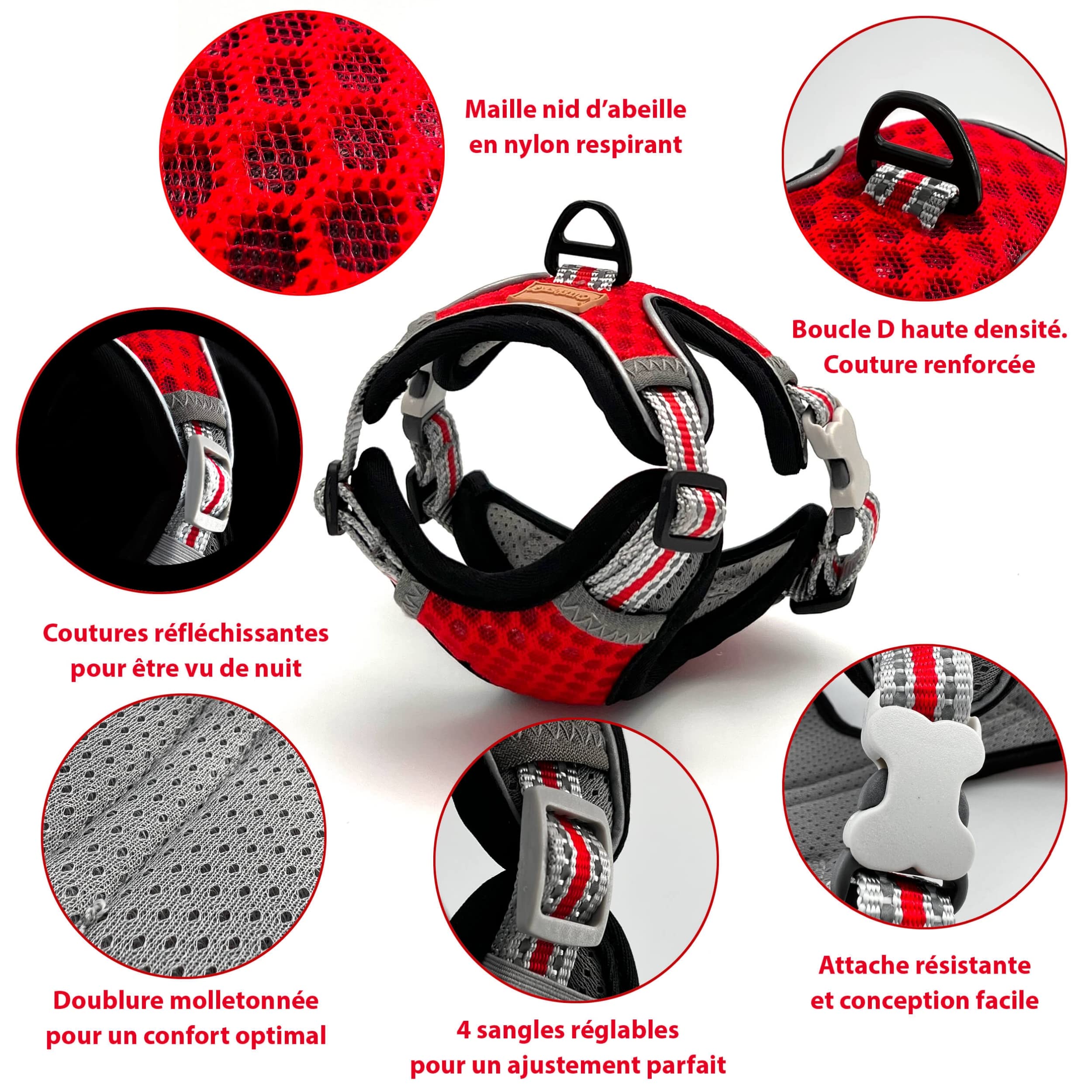 CutePet - Anti-Escape Harness for Kitten Adult Cat, Puppy, Small Dog, Rabbit with Cat Hair Glove, Red - Image 4