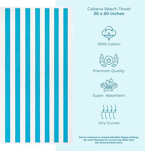 Miniatura 3 de American Soft Linen - Juego de toallas de baño, toalla de baño rayada, 30 x 60 pulgadas, 100% algodón
