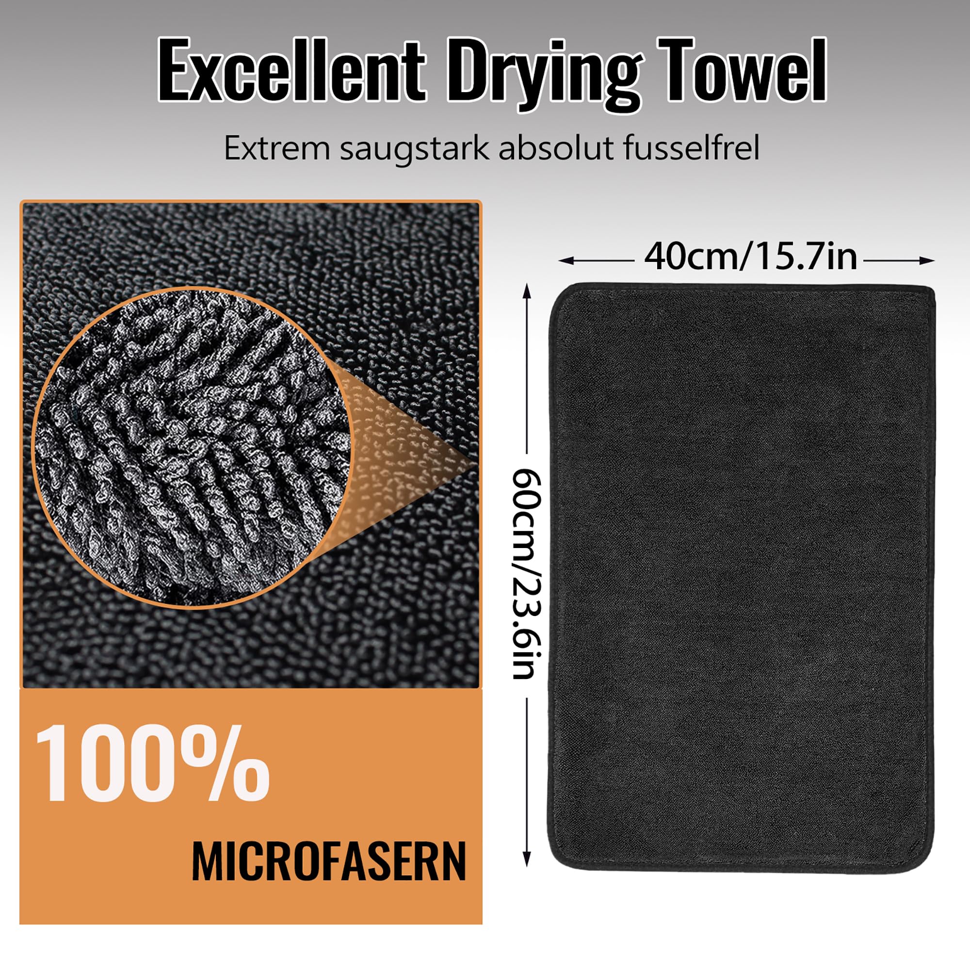 Shiny Bath XXL douchehanddoek, extra absorberende microvezel, reinigingsdoek voor douchecabine, huis en auto (40 x 60 cm), 3 Fast Dry