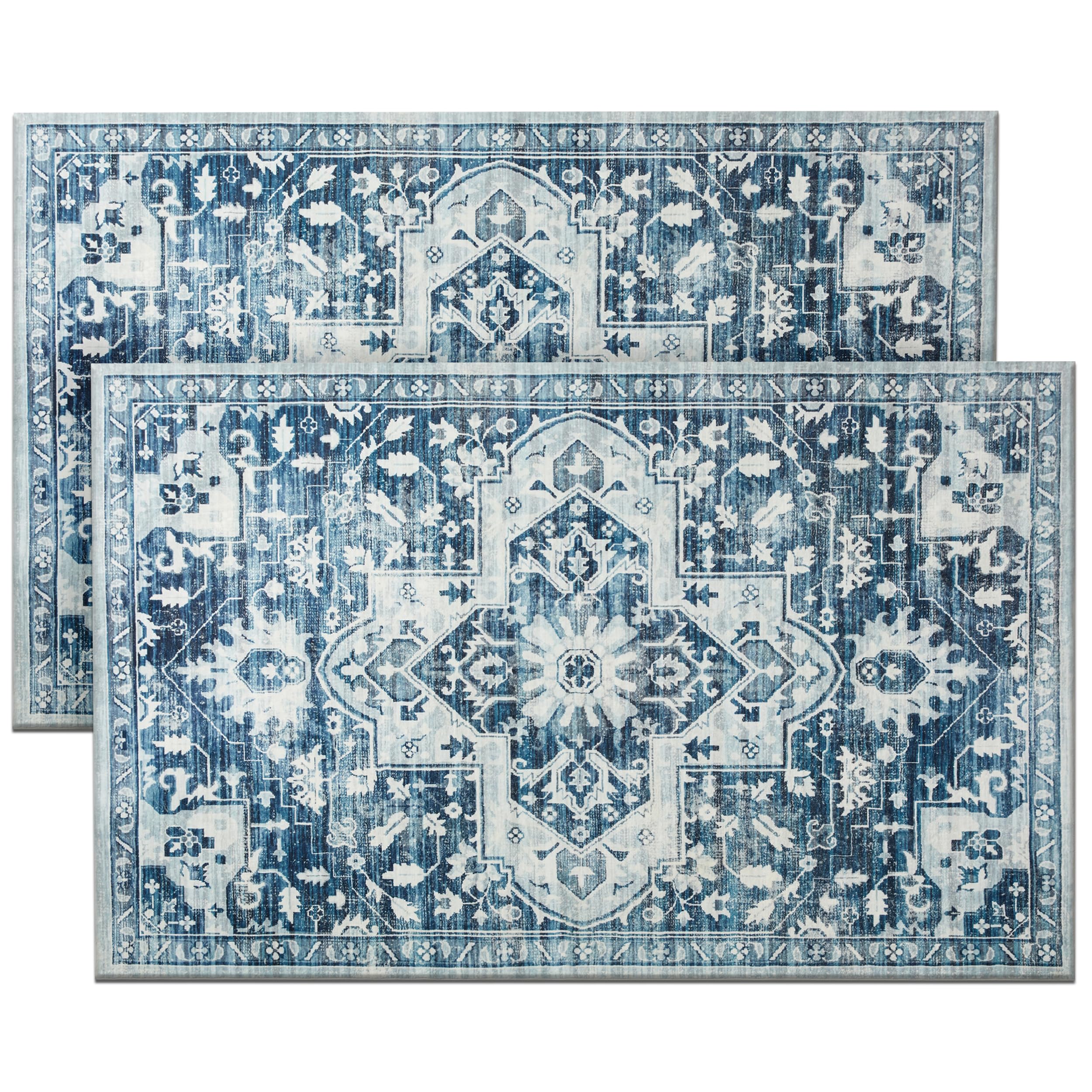 Hafaa Door mat 60x110 cm 2 Pack Indoor Outdoor Doormats Machine Washable Non Slip - Super Soft Heavy Duty Kitchen Floor Mat Dirt Trapper Entrance Mat, Tranquil