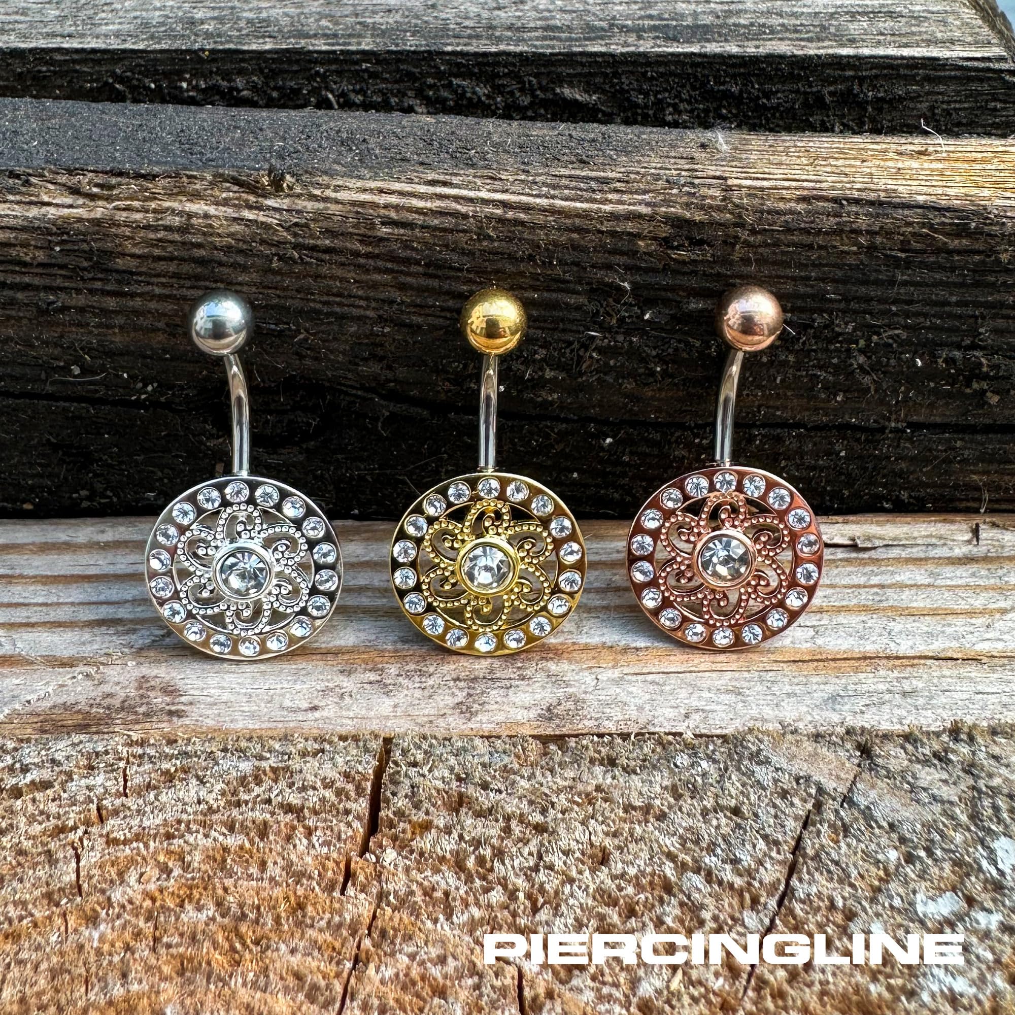 PIERCINGLINE piercing ombligo titanio | Mandala plata 925 | Piercing Bananabell Plátano | selección de color