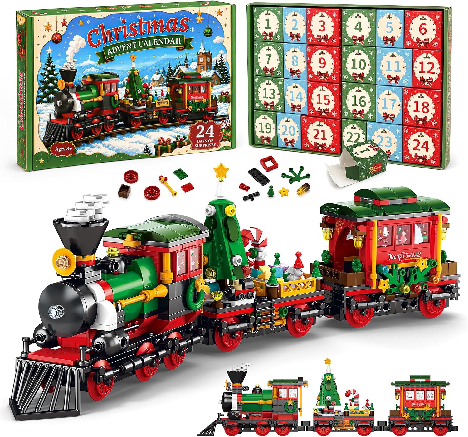 Christmas Train Advent Calendar 2026, Building Blocks Holiday Countdown Toy