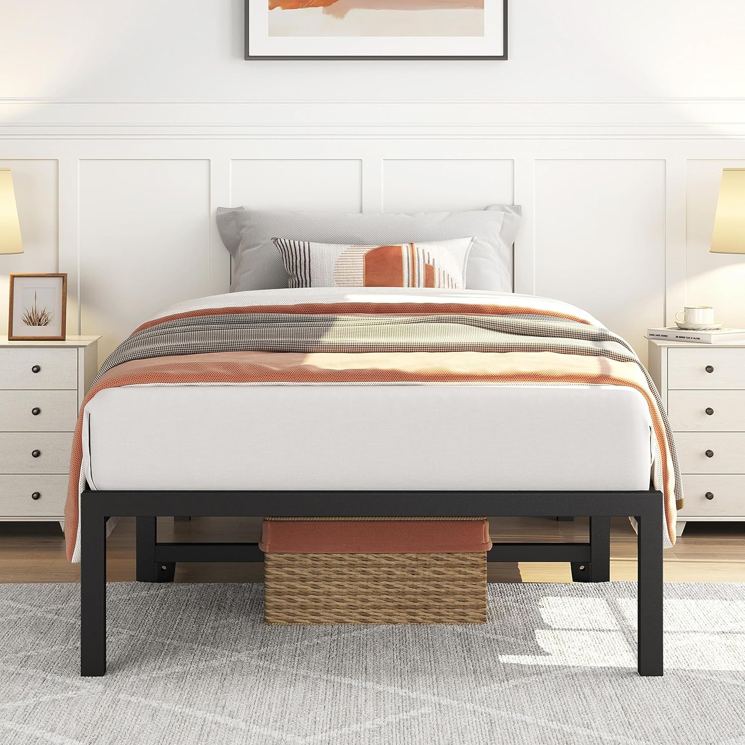 Yaheetech 14.4 Inch Quick Lock Metal Bed Frame Twin XL Size