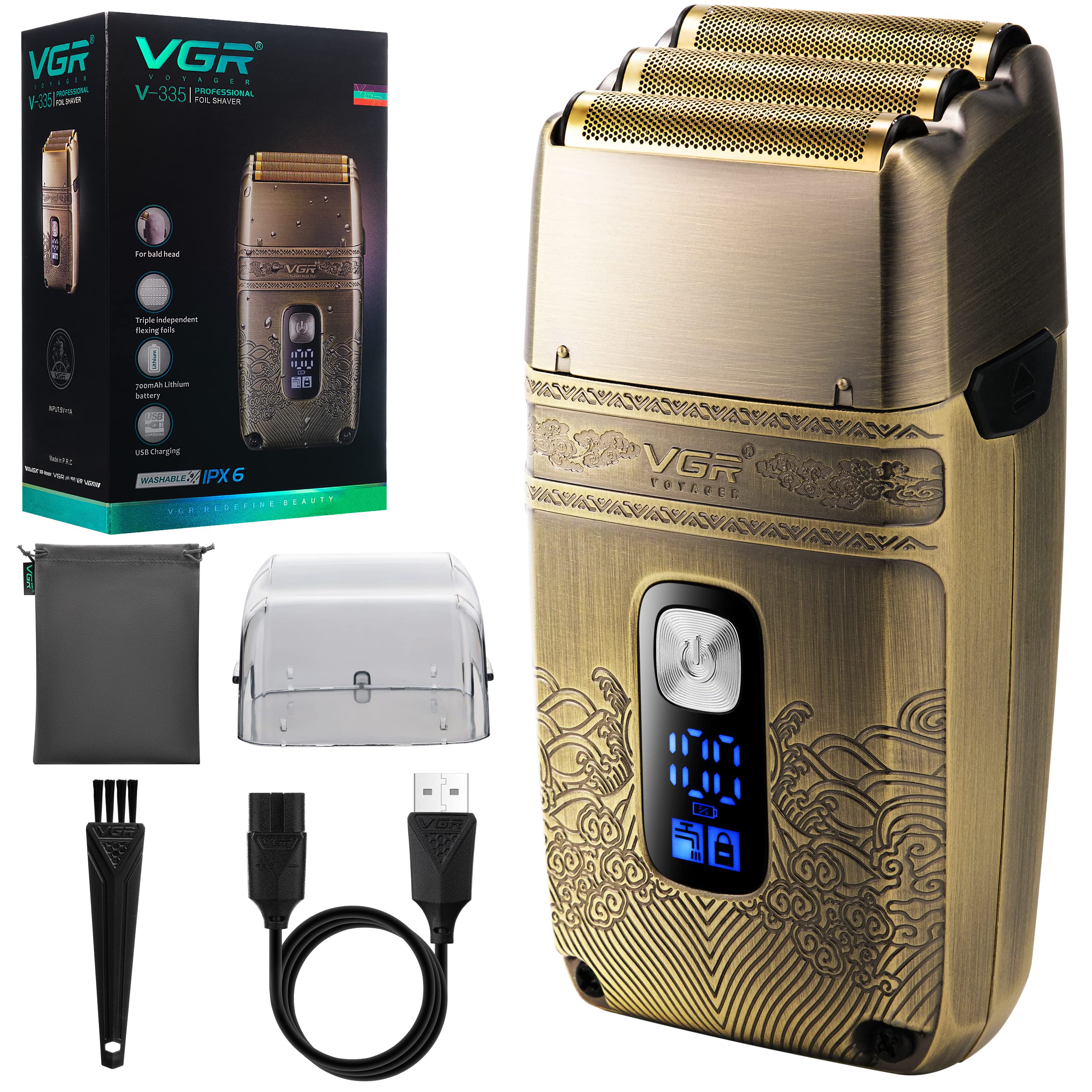 VGR V-335 Titanium Triple Foil Electric Beard Trimmer