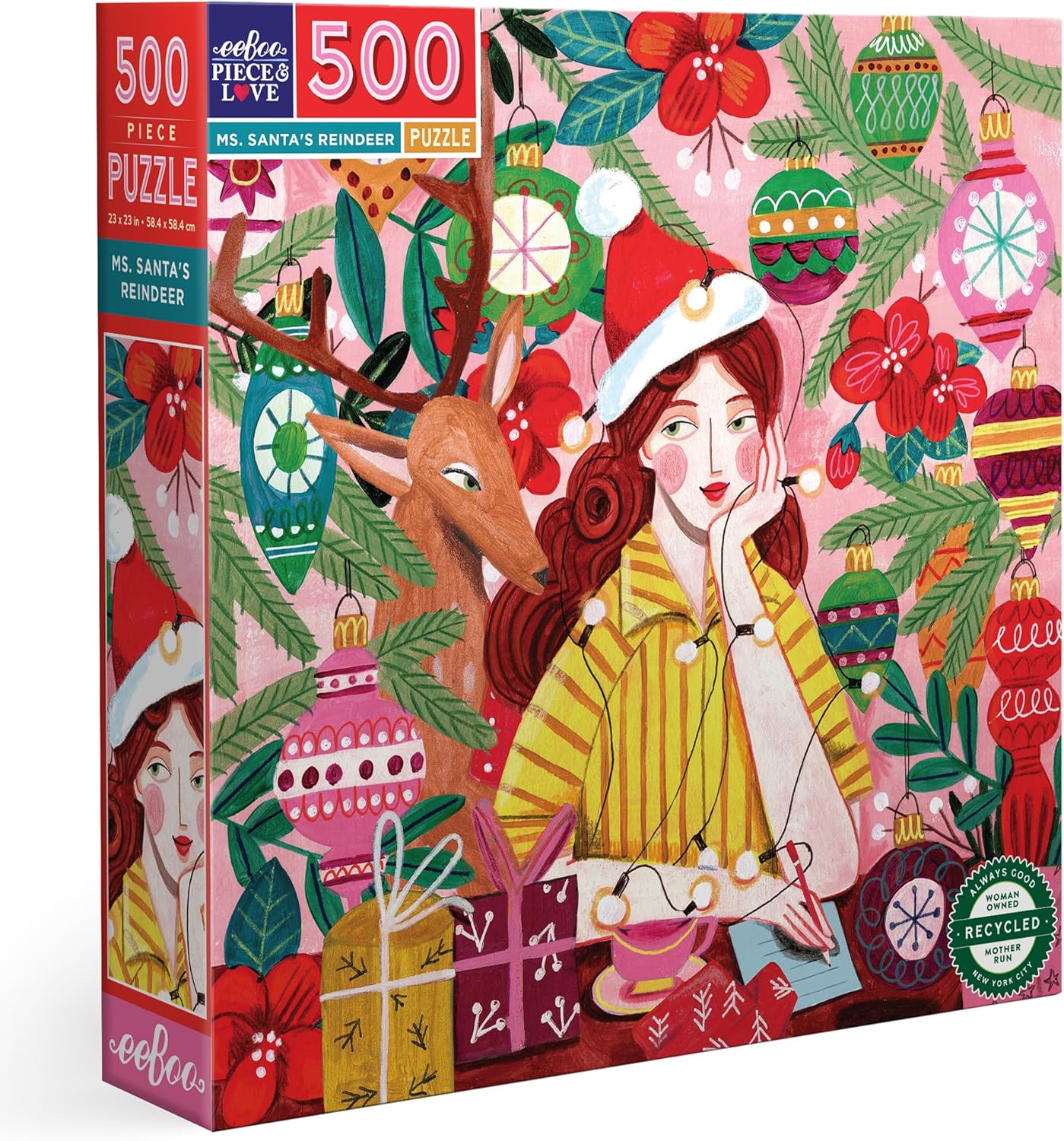 eeBoo 500 Piece Puzzle - Christmas Cookie Jigsaw for Adults, Circular with 23" Diameter Holiday Puzzle, Recycled Board & Vegetable-Based Ink