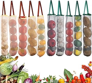 10 Pack Hanging Mesh Storage Bags Mesh Onion Storage Bag for Vegetables Breathable Vegetable Holder for Fresh Fruit Food, 2 Colors