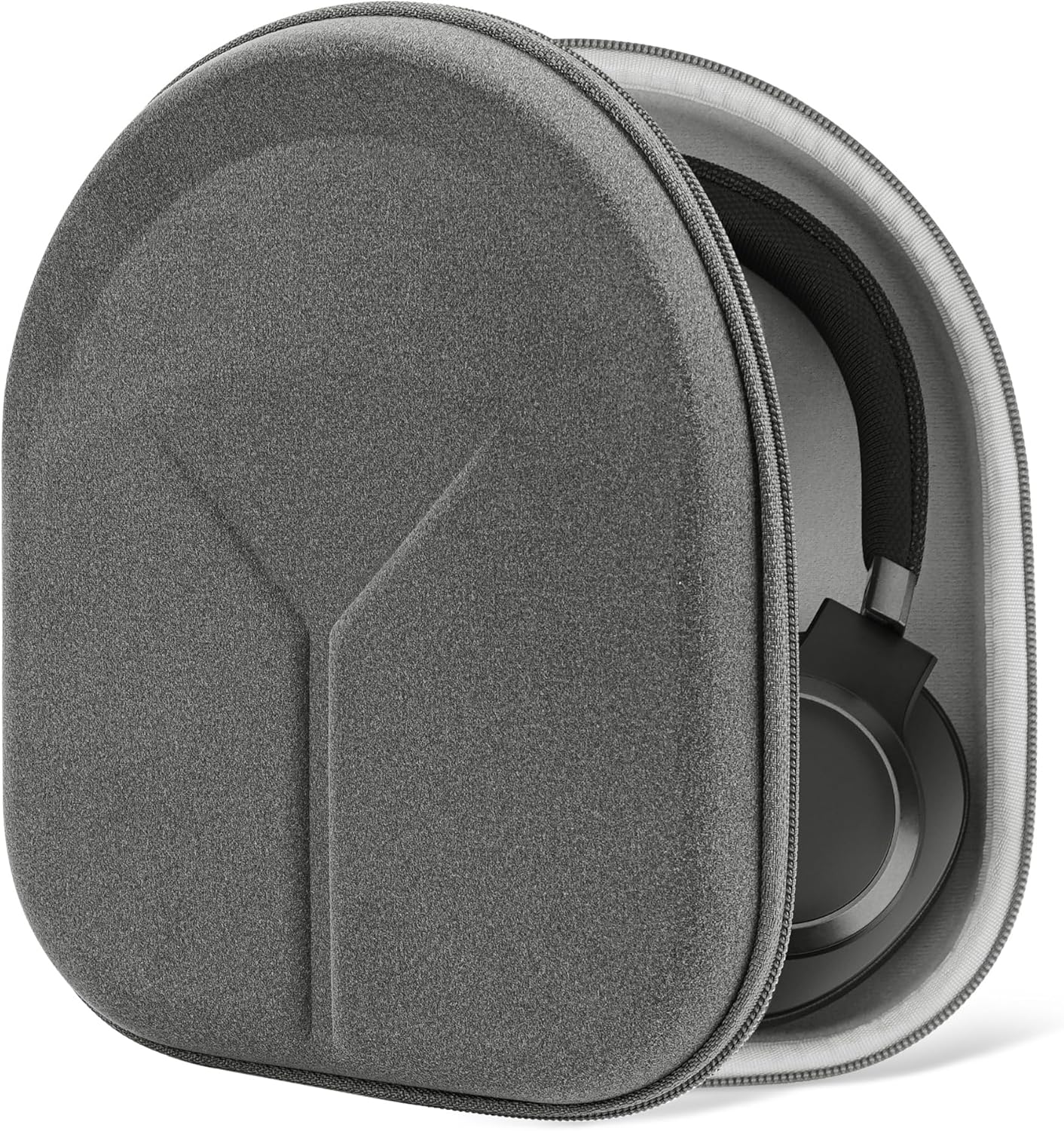 Geekria Shield Headphones Case for Foldable Over-Ear Headphones, Hard Shell Travel Carrying Bag, Compatible with Soundcore, JBL Tour ONE M3, Sony WH-1000XM5, B&O Beoplay H9 (Microfiber Grey)