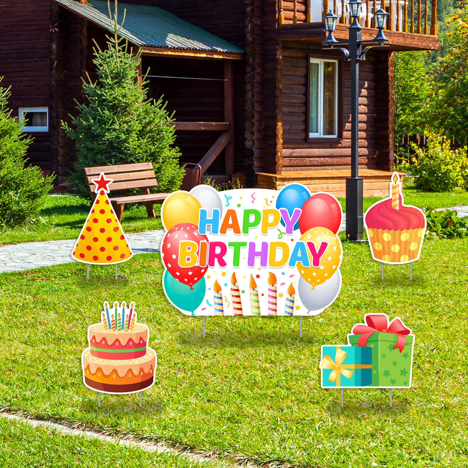 3er-Set Geburtstagskuchen-Rasenschilder – Personalisierte Happy Birthday Deko Für Draußen