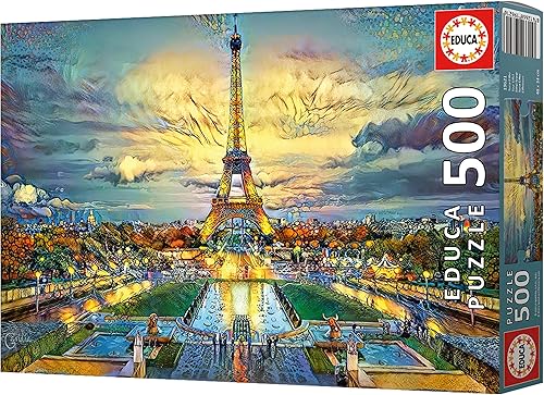 Miniatura 4 de Educa - Dream City Art - Torre Eiffel - Rompecabezas de 500 piezas - Pegamento para rompecabezas incluido - La imagen completa mide 18.9 x 13.4