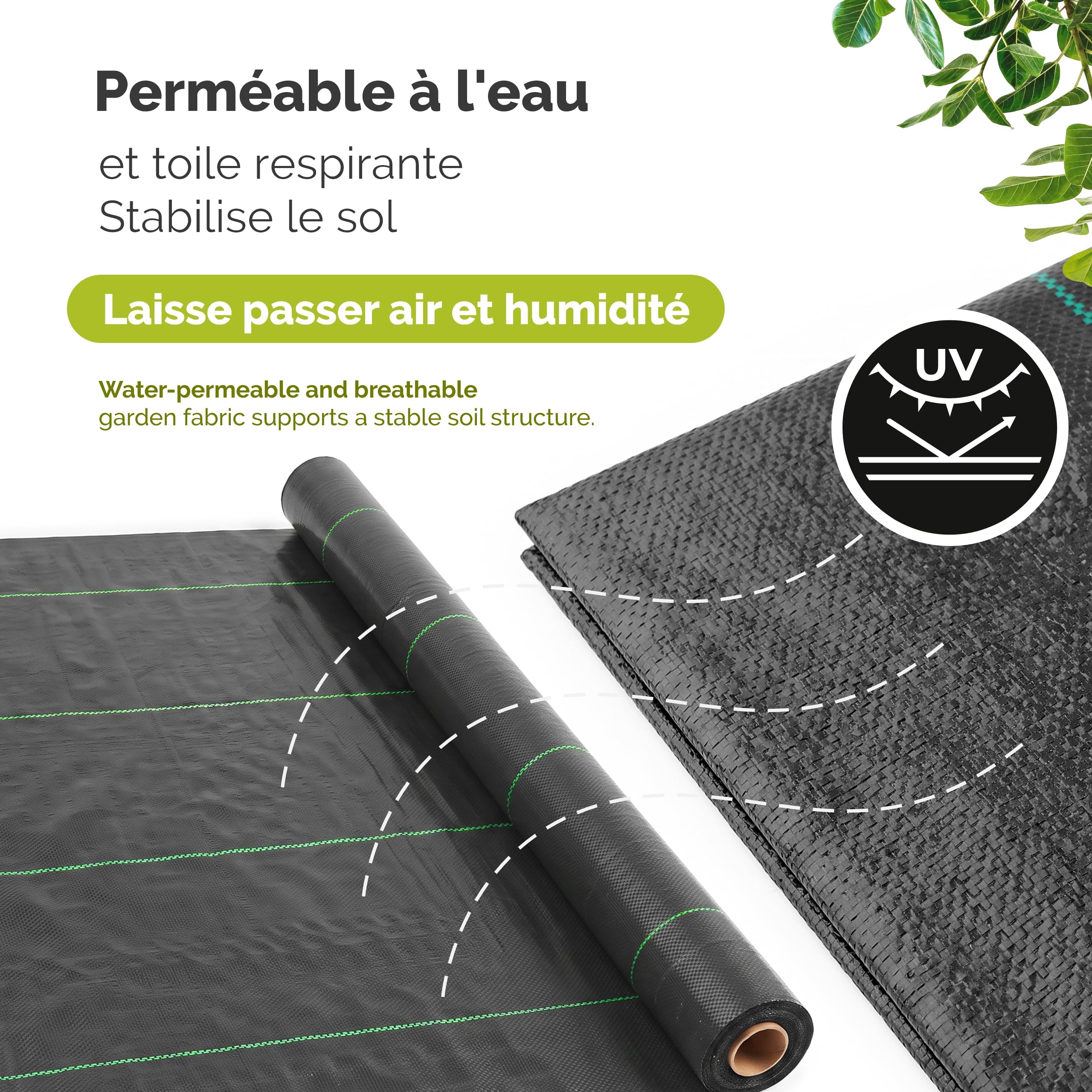 Garronda 1 x 100 m Toile de Paillage 100g/m² Anti-Mauvaises Herbes GD-0192