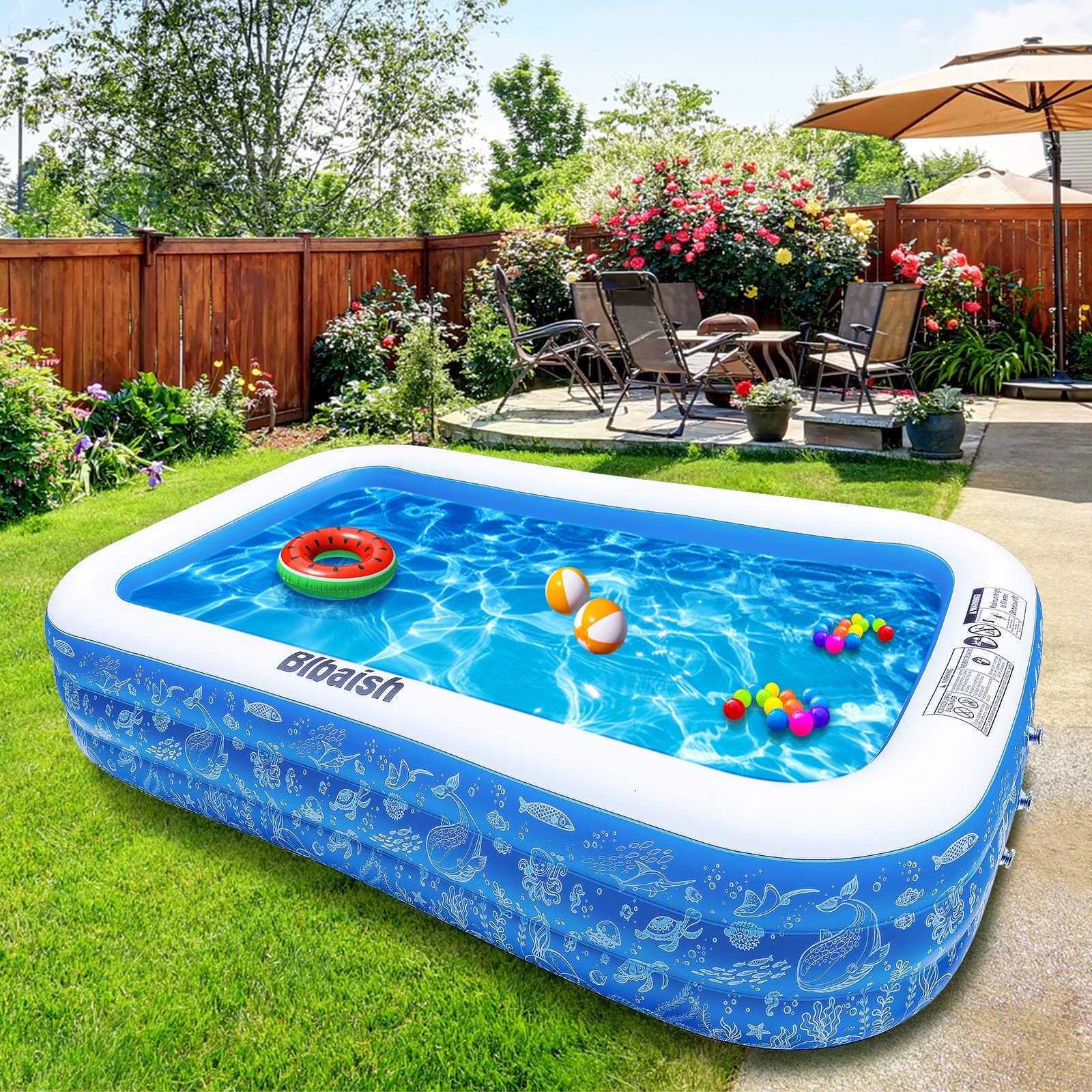 Buy Family Inflatable Pool, Taotique 118" X 72" X 22" Thickened FullSized Swimming Lounge Pools