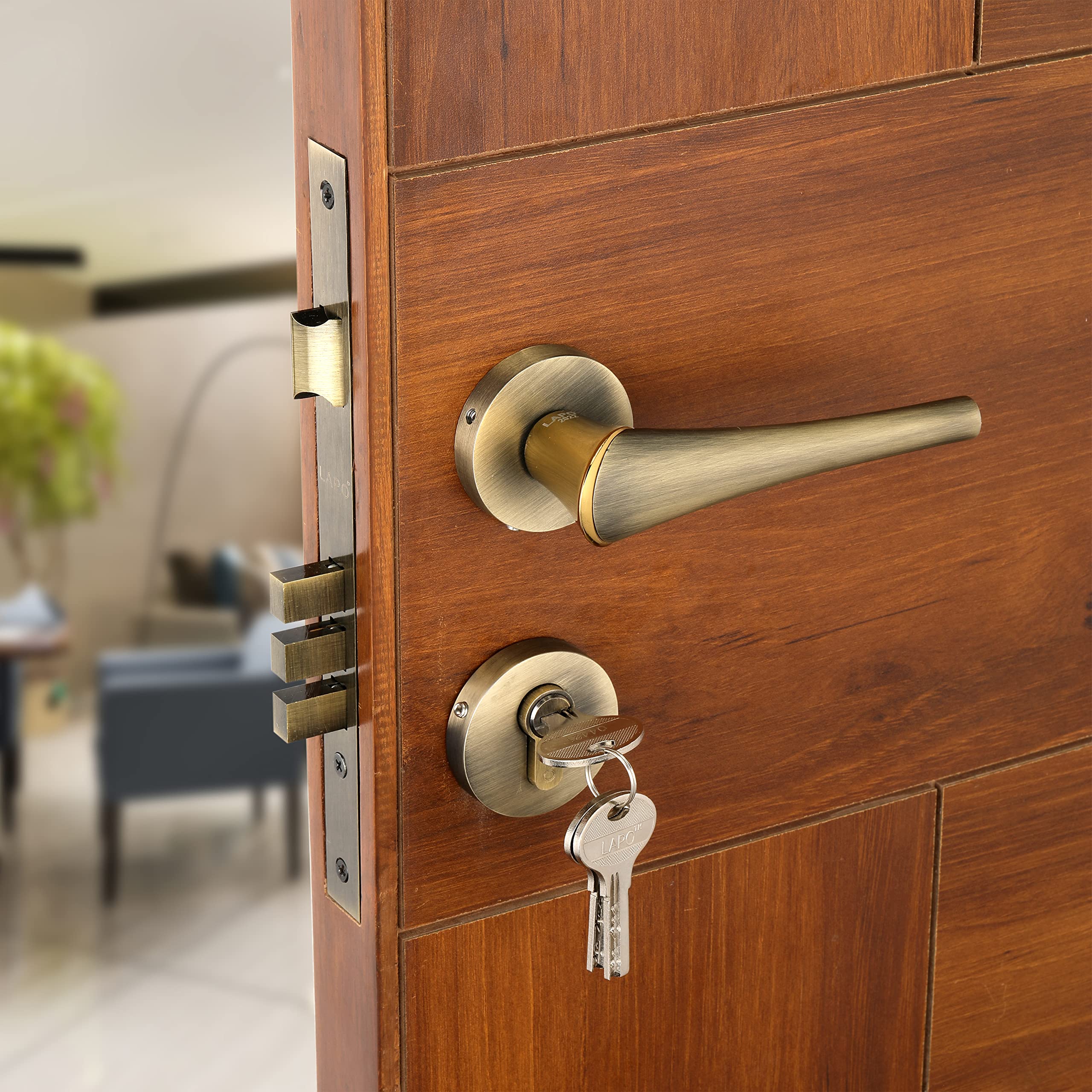 LAPO Door Locks for Main Door, Door Locks for Bedroom, Mortise Lock for Door, Door Lock Handles Set with 3 Brass Key for Home,Office,Hotel| Antique Finish | 3 Years Warranty Ro-157 (B09Z7T3C6V) Amazon Price History, Amazon Price Tracker