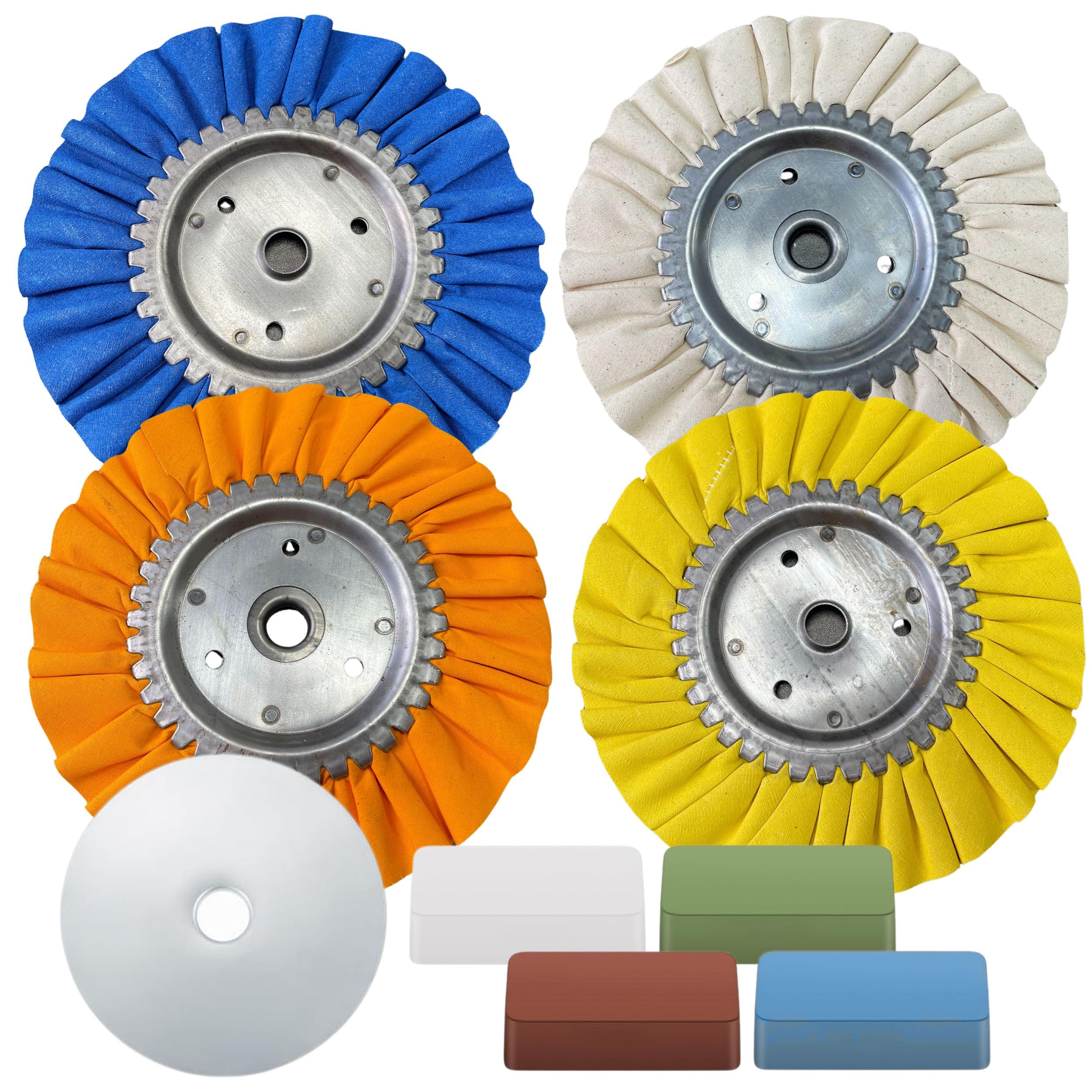 8 Pack Aluminum Polishing Kit - 8 Inch Buffing Wheel Rake for Angle Grinder Metal Polishing Wheel for Mirror Finish Aluminum Buffing Wheel Kit and