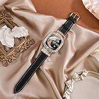 Vista 3 de Correa de reloj de cuero compatible con Fitbit Sense 2/Fitbit Versa 4 correas para mujer, correa de cuero elegante con hebilla de metal de diamantes