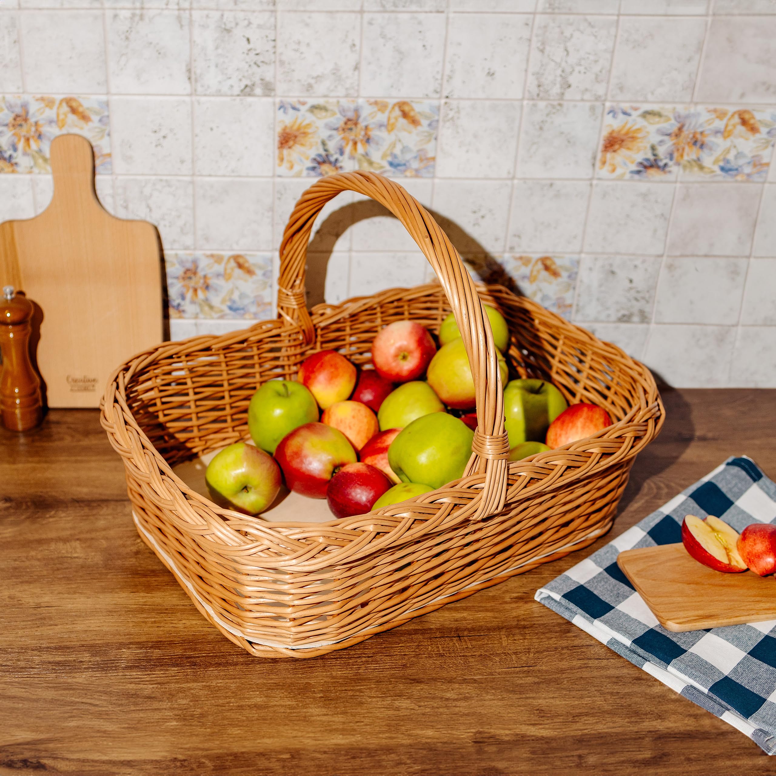 Creative Home Weidentablett Korbtablett mit Henkel | 55x42 cm (+/-2cm)