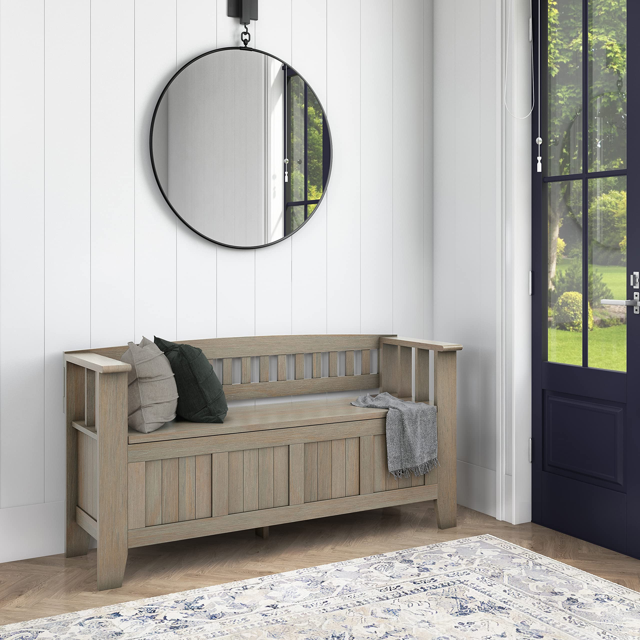 Transitional Bench Snapklik.com : SIMPLIHOME Acadian Entryway Storage Bench - 48 Inch Wide ...
