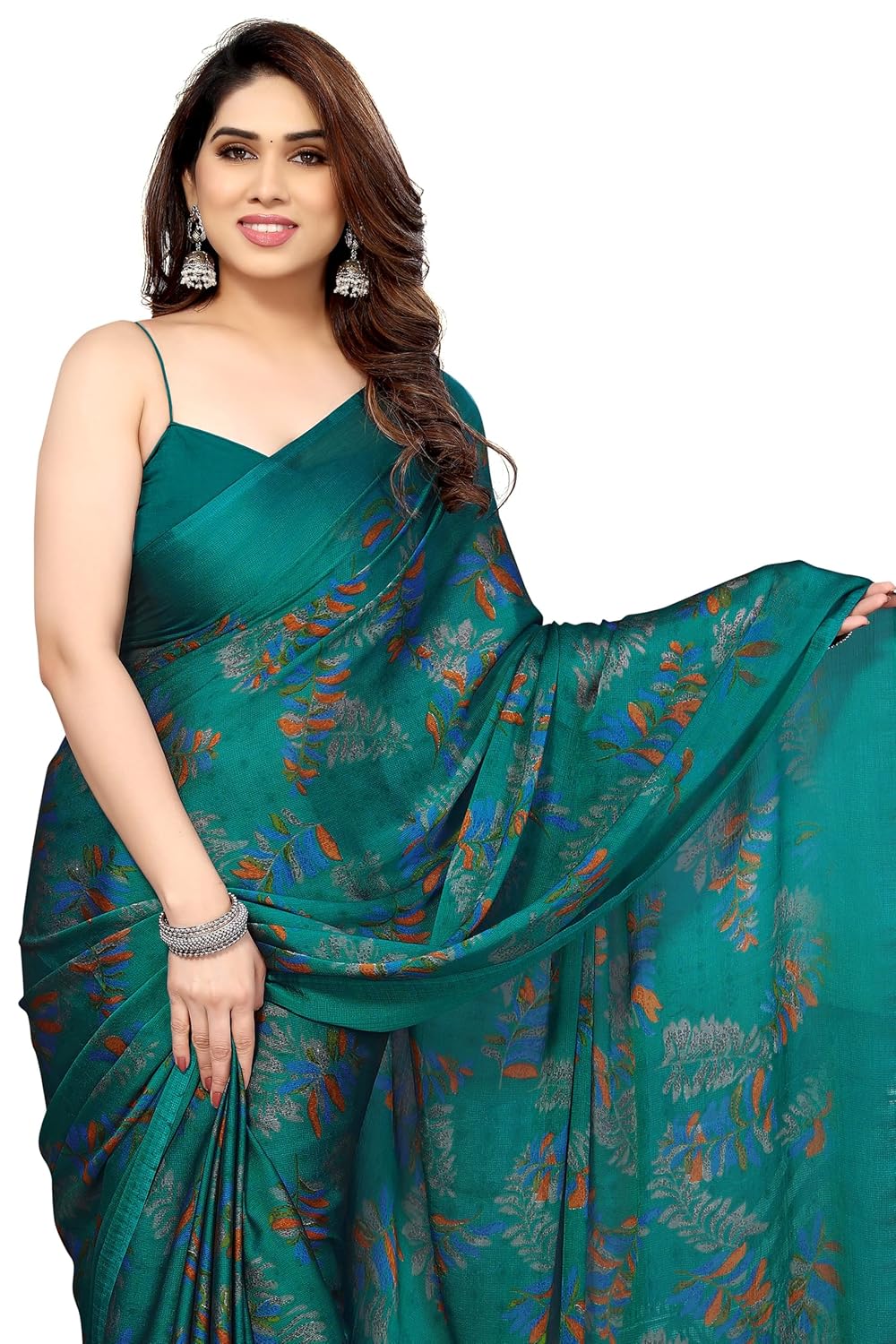 MIRCHI FASHION Women’s Stylish Chiffon Leaf Printed Saree with Blouse... MIRCHI FASHION Women’s Stylish Chiffon Leaf Printed Saree with Blouse...