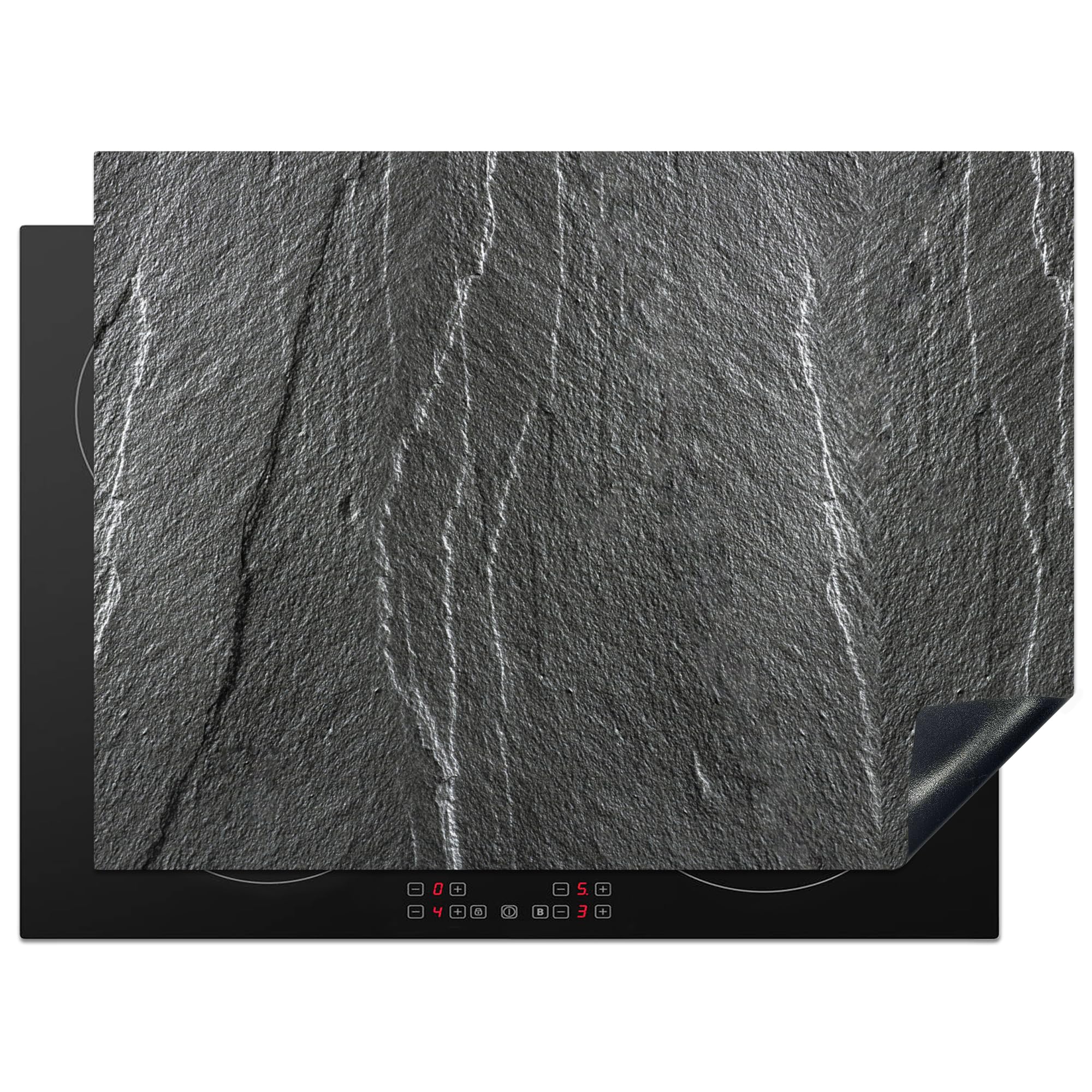 KitchenYeah© Induction Hob Cover Protector Mat 20.5"x28" / 71x52 cm Kitchen Universal Ceramic Covers for Electric Cookers Vinyl Stone - Anthracite - Grey - Stone Structure