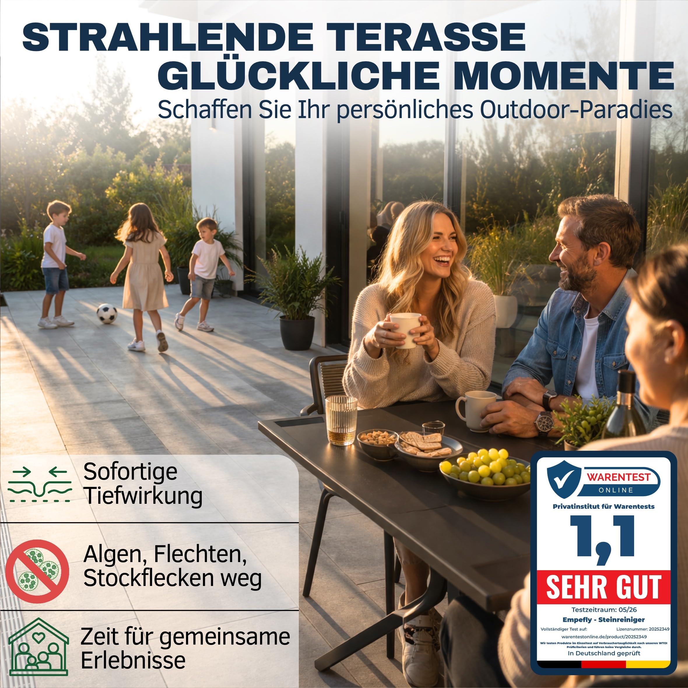 Steinreiniger Ultra Pro, intensiver Steinreiniger mit Sofortwirkung für außen, entfernt Schmutz, Grünbelag, Algen, Pilze und Flechten, Terrassenreiniger, Pflastersteine. (5 Liter Kanister)