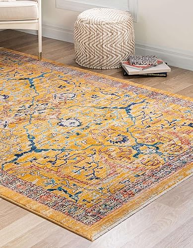 Miniatura 4 de Unique Loom Lola Collection - Alfombra de área Vivacious (5 pies 3 pulgadas x 8 pies, rectangular, amarilloazul)