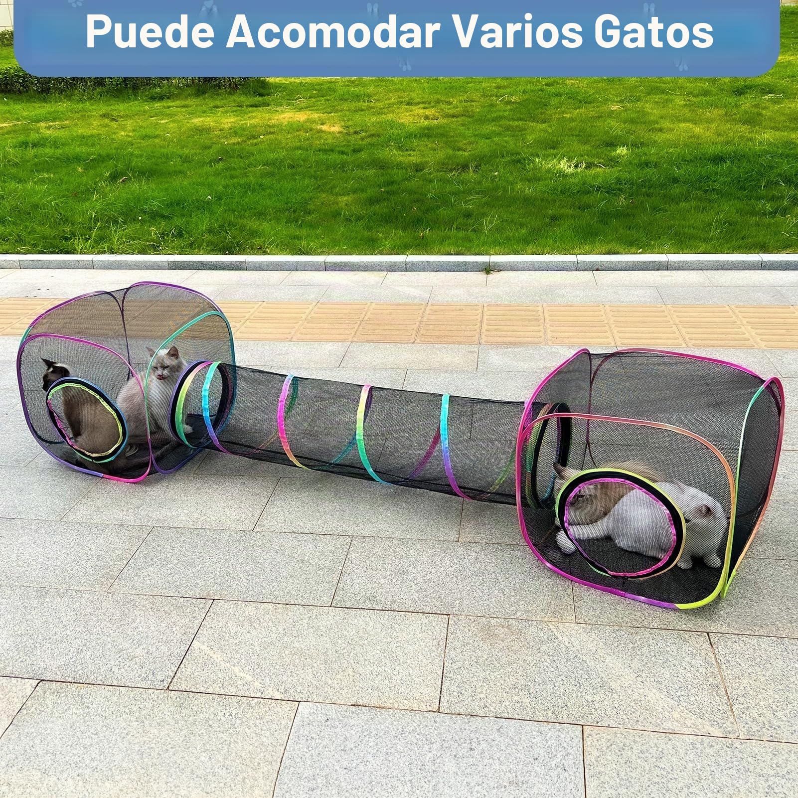 Carpas para Gatos de Interior y Exterior,Tienda Plegable con Túneles, Recinto Portátil para Mascotas,Incluye 2 Tiendas