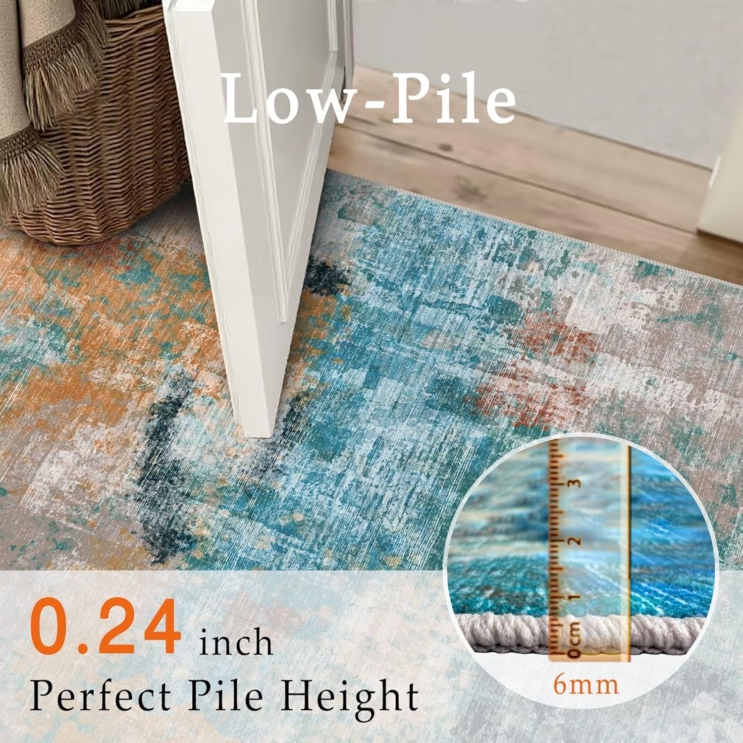 vivorug Runner Rug 2x10 Machine Washable Rug with Non-Slip Backing, Ideal for Kitchen Hallway Entryway Laundry Room - Modern Abstract, Durable, Easy Clean, Low Pile Carpet Runner, Rosy Clouds