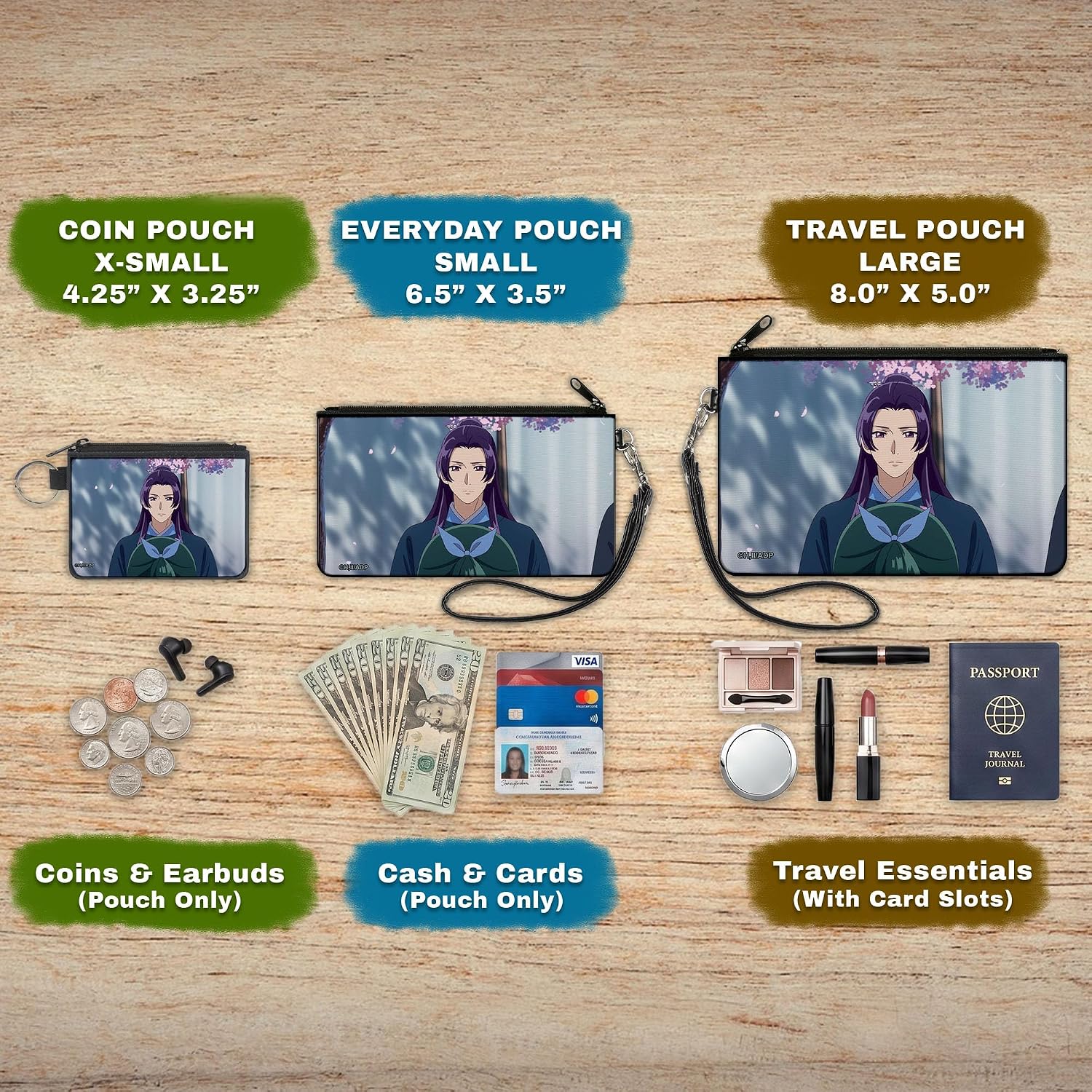 Buckle-Down The Apothecary Diaries Wallet, Zip Pouch, The Apothecary Diaries Jinshi Garden Pose, Canvas