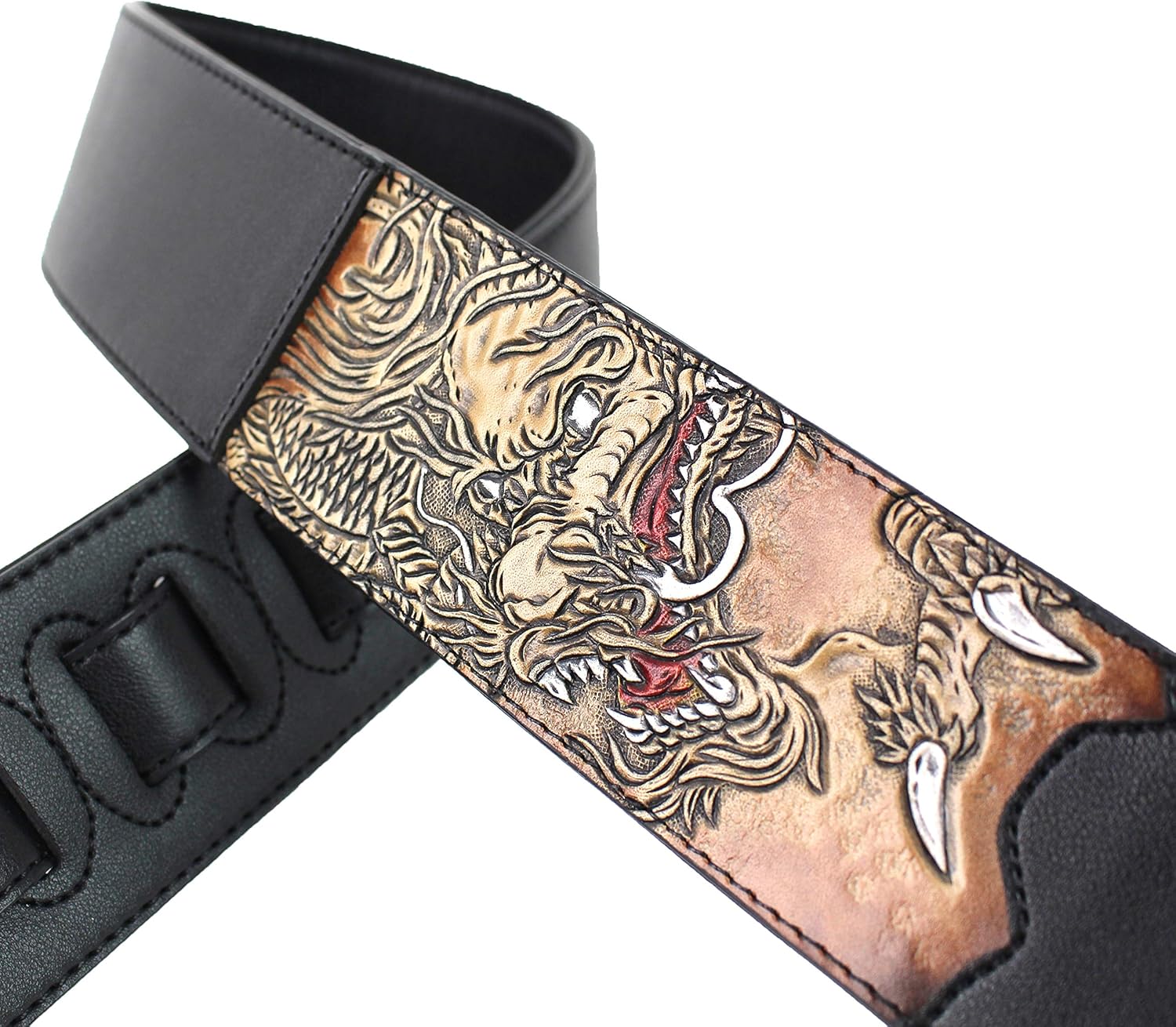 Walker And Williams CVG-DRG Hand Carved Luck Dragon On Black Padded Strap