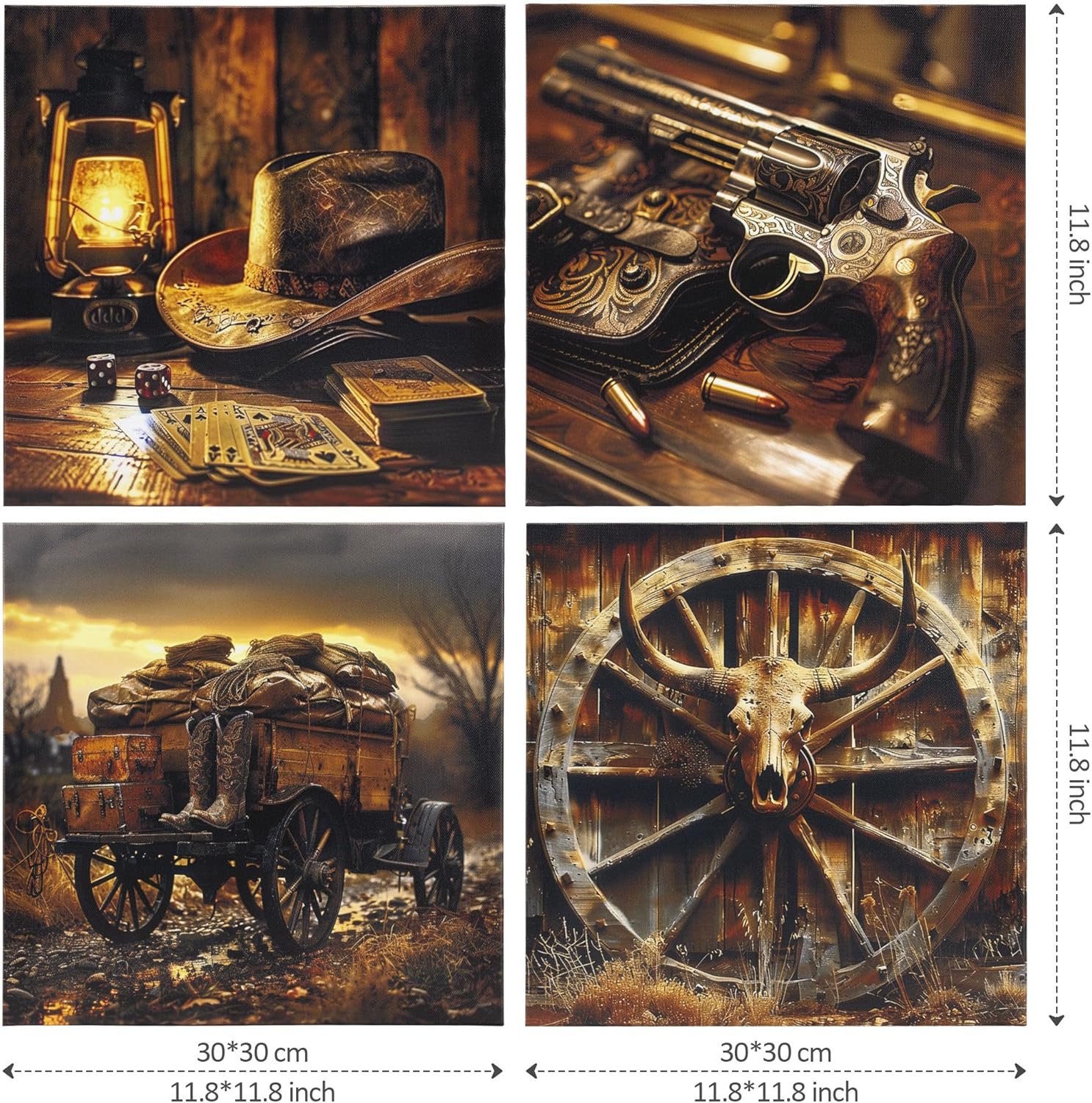 Deveosa Western Home Wall Decor - Old Farmhouse Cowboy Painting Pictures Posters Canvas Wall Art Decor For Bedroom Bathroom Decorations