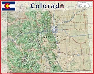 Colorado Physical Map - 16.5 x 18.8 Inches - Paper Laminated