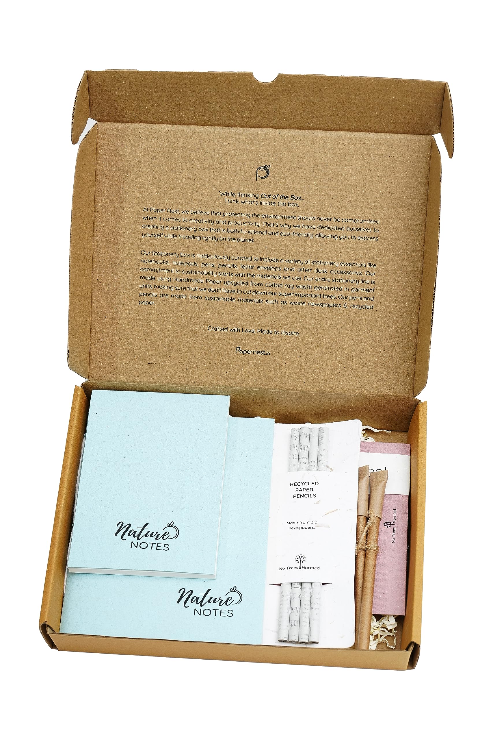 Papernest Joyful Bundle – Blue | Earth-Friendly Gift Box with Handmade Notebook, Notepad, Pencil & Pen | Printed Cover Stationery Set for Kids | Birthday Return Gift