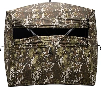 Barronett Blinds Wide Side 95, Portable Hunting Blind, Side-by-Side Hub Blind, Huge Interior, Panoramic Shooting Window, 2-Person, Craterâ„¢ Harvest, 75â€ x 79â€ x 95â€, WS95CH