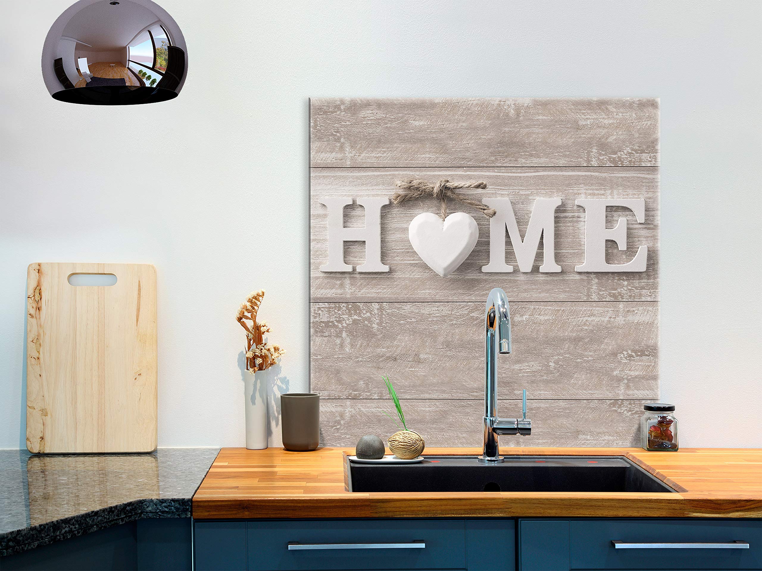 murando Paraschizzi in Vetro per Cucina Pannello Paraspruzzi per Piano Cottura Pannello per Parete Decorazione Grafica 80x80 cm Home Casa Legno m-B-0056-aq-a