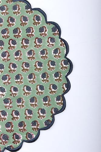 Miniatura 5 de Ridhi Bo-ho - Manteles individuales redondos de doble capa de algodón floral, lavables, manteles individuales redondos de 15 pulgadas, estampado de