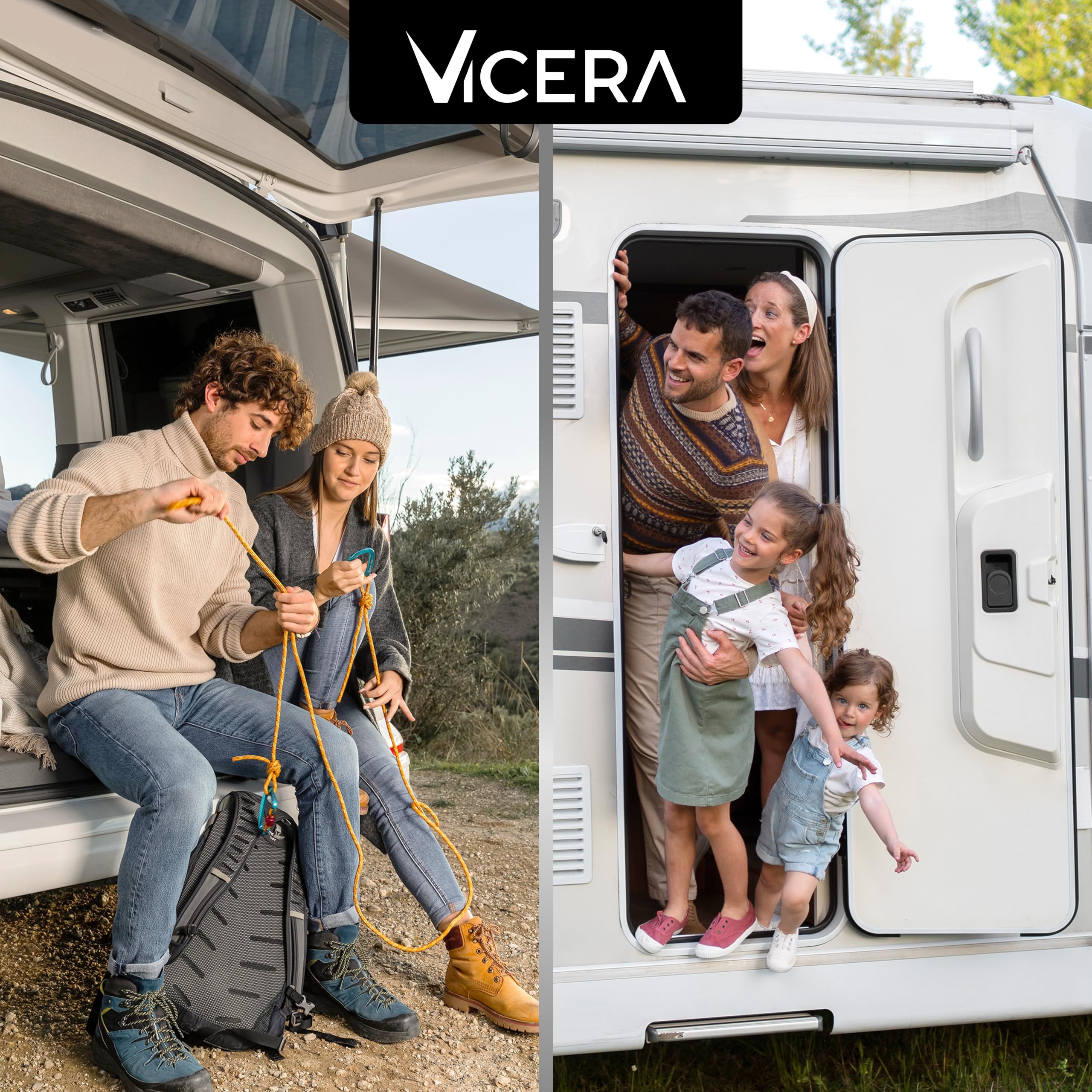 Vicera Filet de Rangement - Filet à Bagages- Organisateur pour Camping-Cars, campeurs, Bateaux, ménage Set de 2 pièces Noir