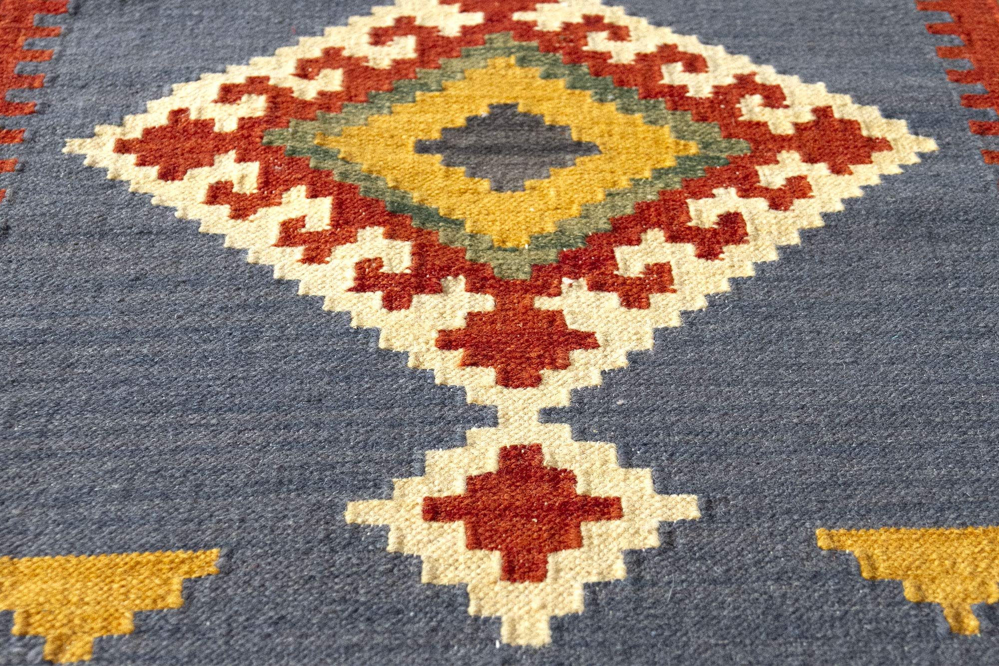 HAMID - Kelim Teppich Lori mit Geometrischem Oriental Design - 100% Wolle - Handgeknüpfter Kelim - Flurteppich, Wohnzimmer, Schlafzimmer, Wohnzimmer (D.1, 110x60cm)