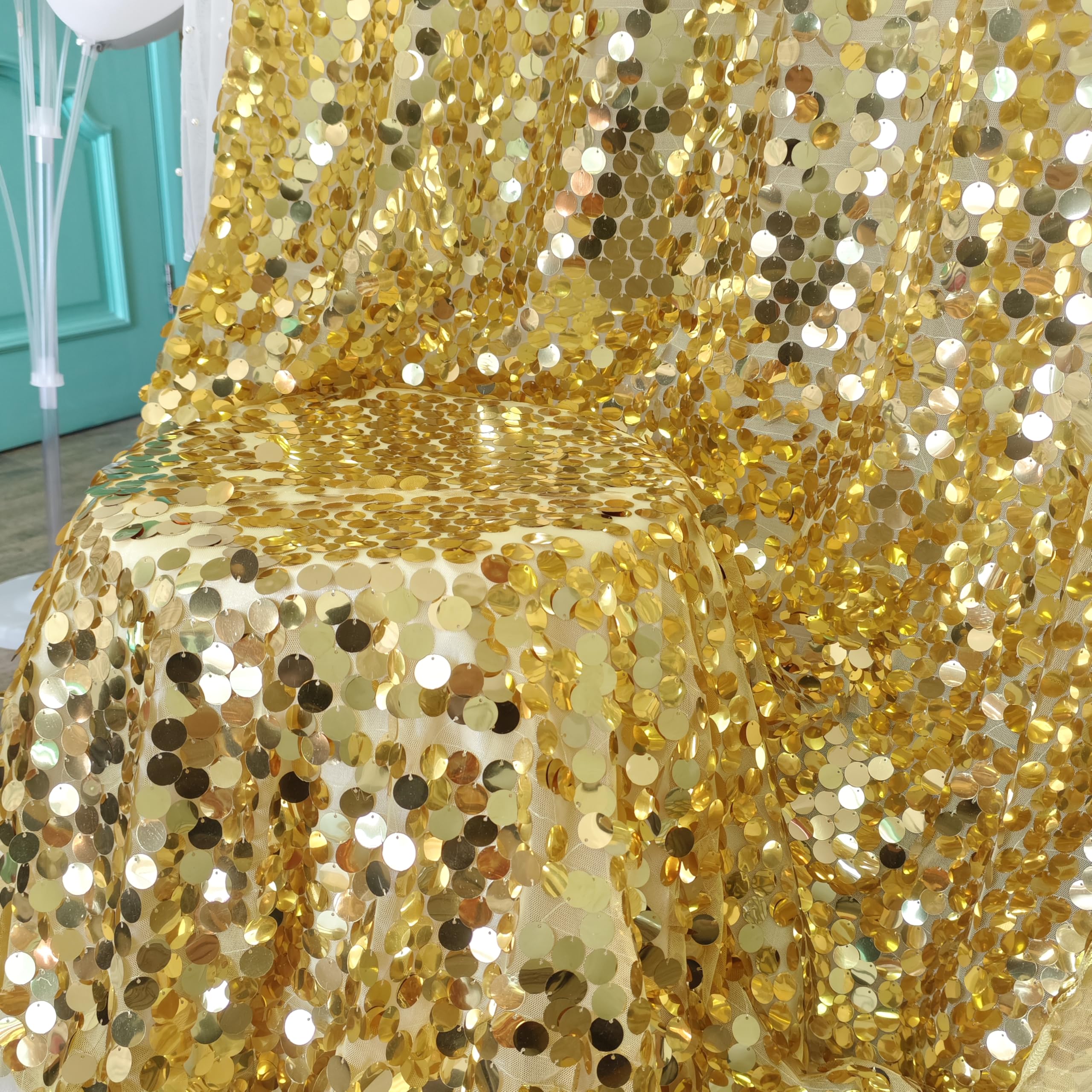 Sfondo fotografico luccicante, tenda con paillettes glitterate da 2,3 x 2,4 m, grande pannello di paillettes da 18 mm, perfetto per matrimoni, Ringraziamento, baby shower (oro chiaro)