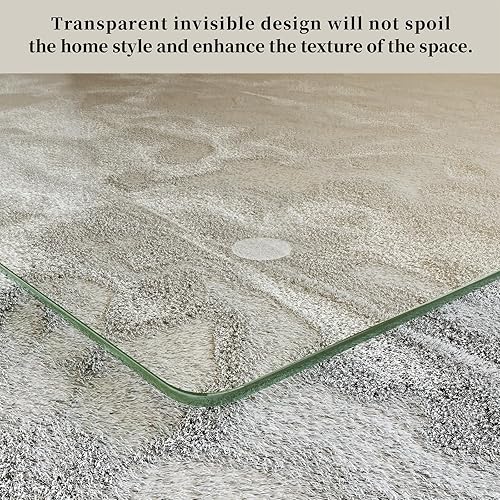 Miniatura 2 de Vidrio templado Tapete para silla de vidrio de 40 x 80 pulgadas, tapete para silla de oficina de 15 pulgadas de grosor para alfombra o suelo de