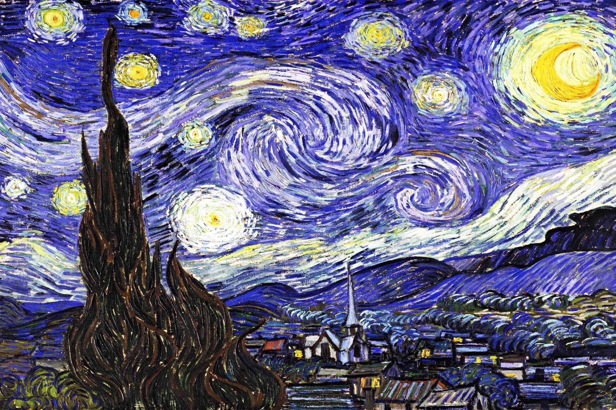 LARGE ART ON CANVAS VAN GOGH STARRY NIGHT MOUNTED READY TO HANG 30 X 20 INCHES by CANVAS INTERIORS by ART REPRODUCTIONS